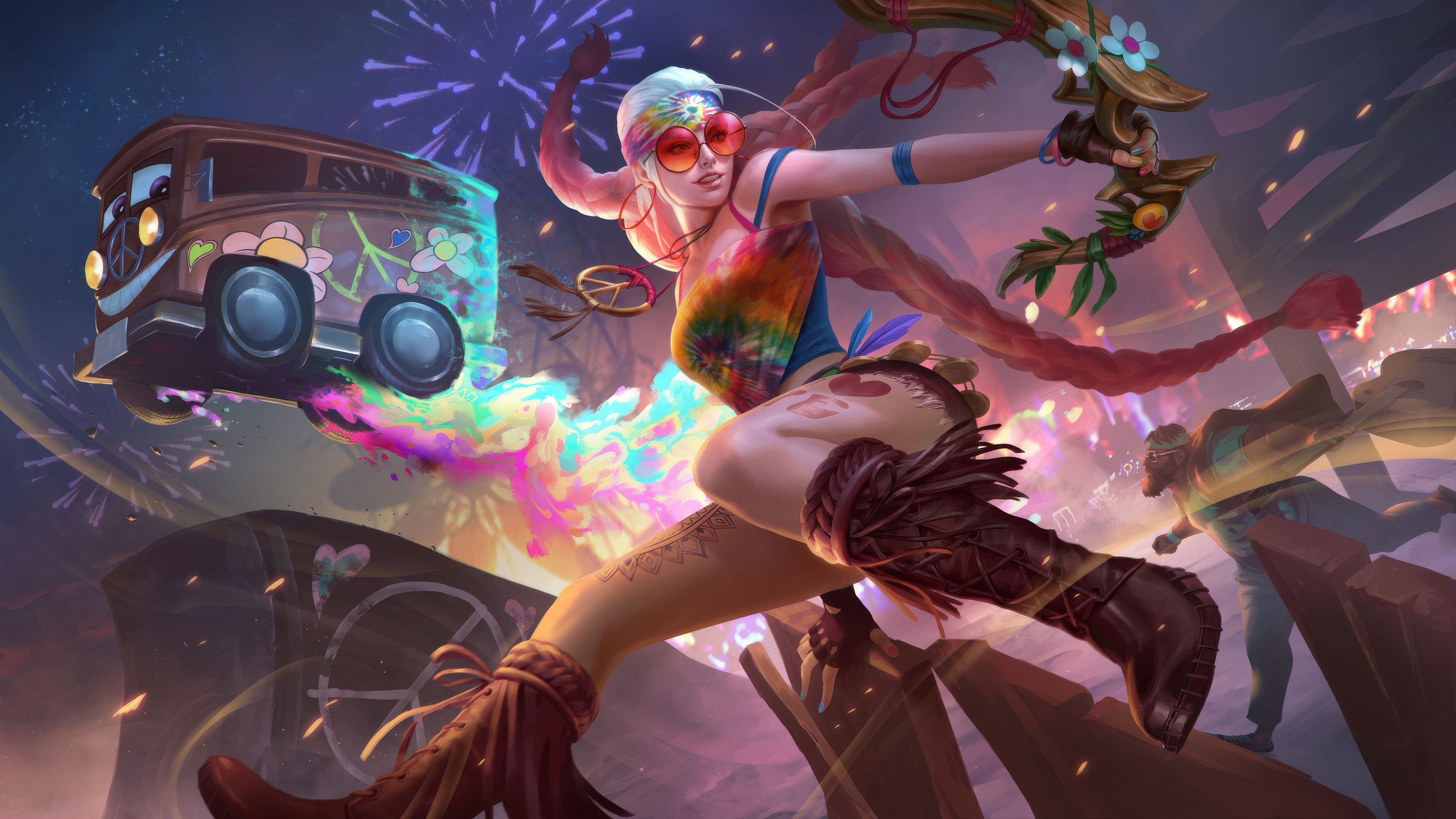 Artemis in a Hippie-themed outfit with a bow HD Wallpaper