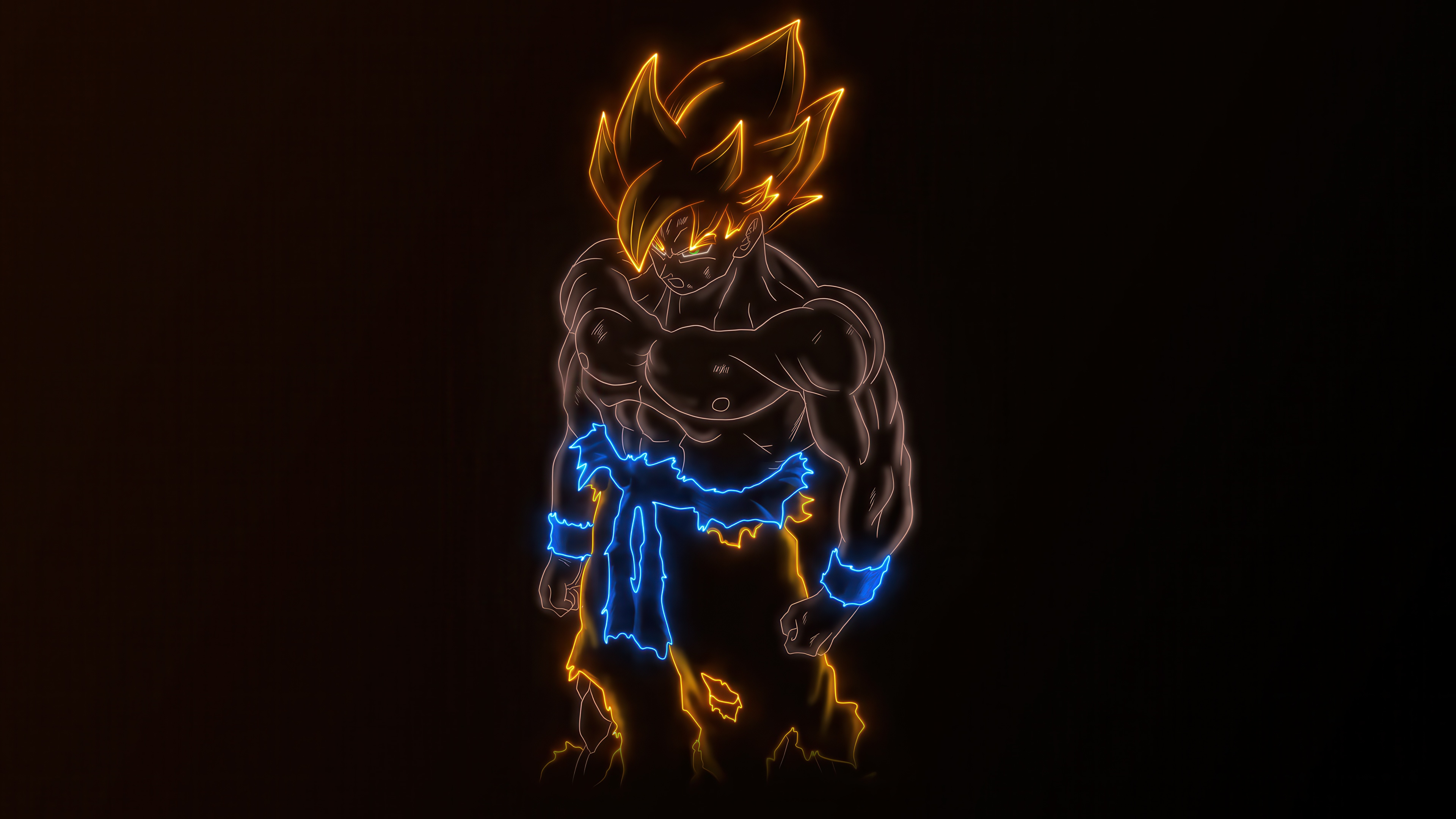 Super Saiyan Goku Neon Outline HD Wallpaper