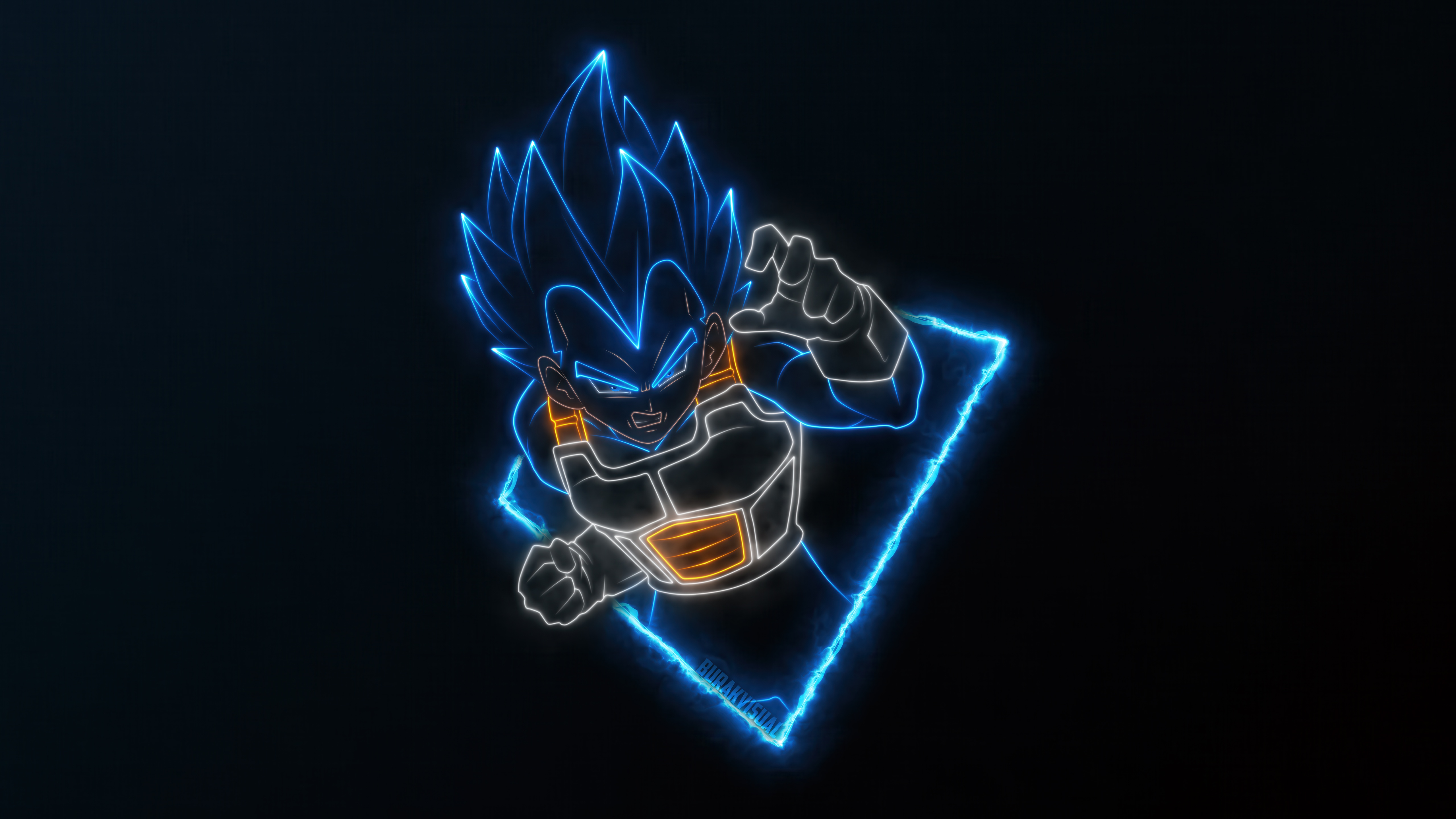 Super Saiyan Blue Vegeta Neon Outline HD Wallpaper