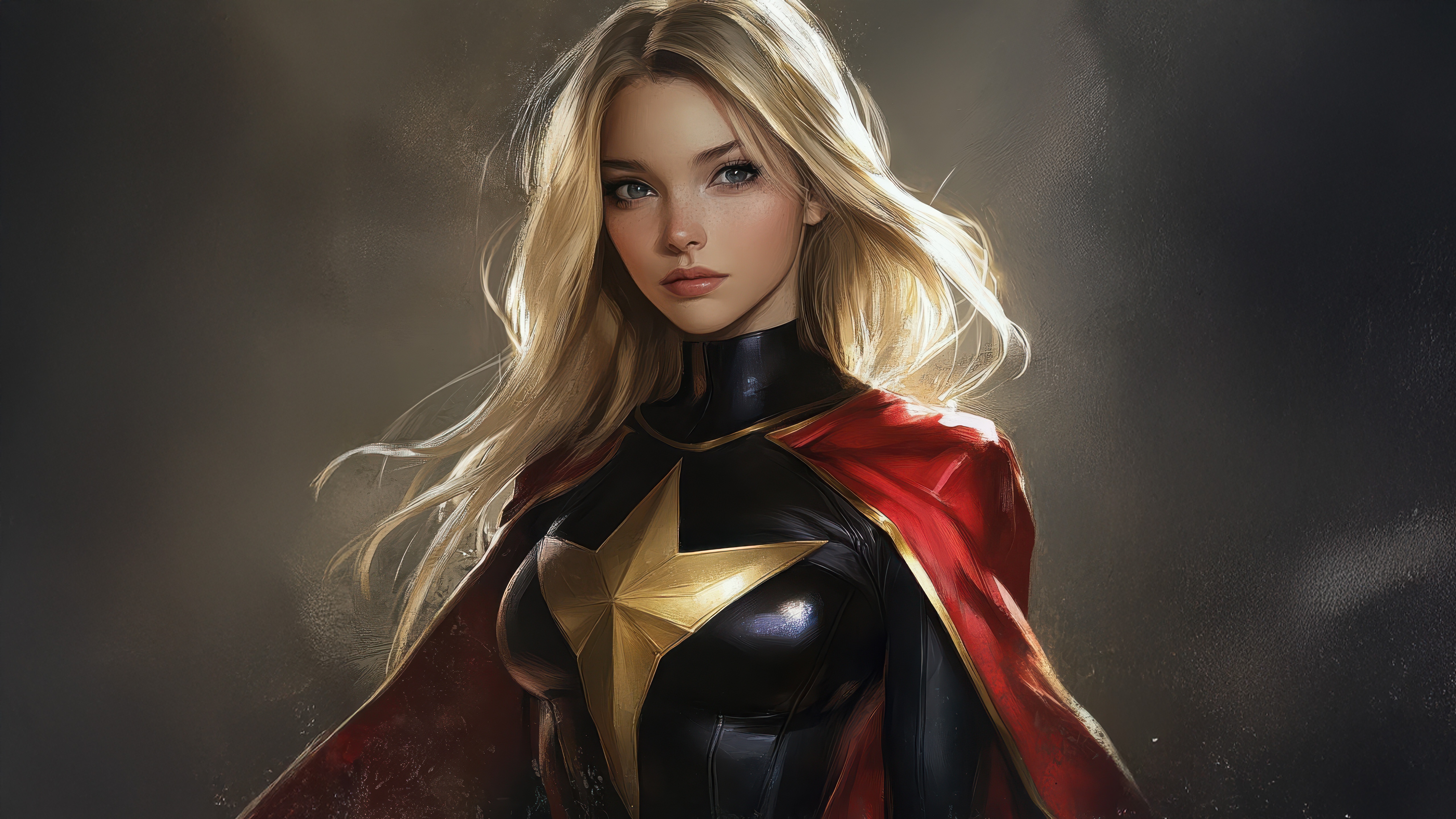 Captain Marvel in her iconic suit HD Wallpaper