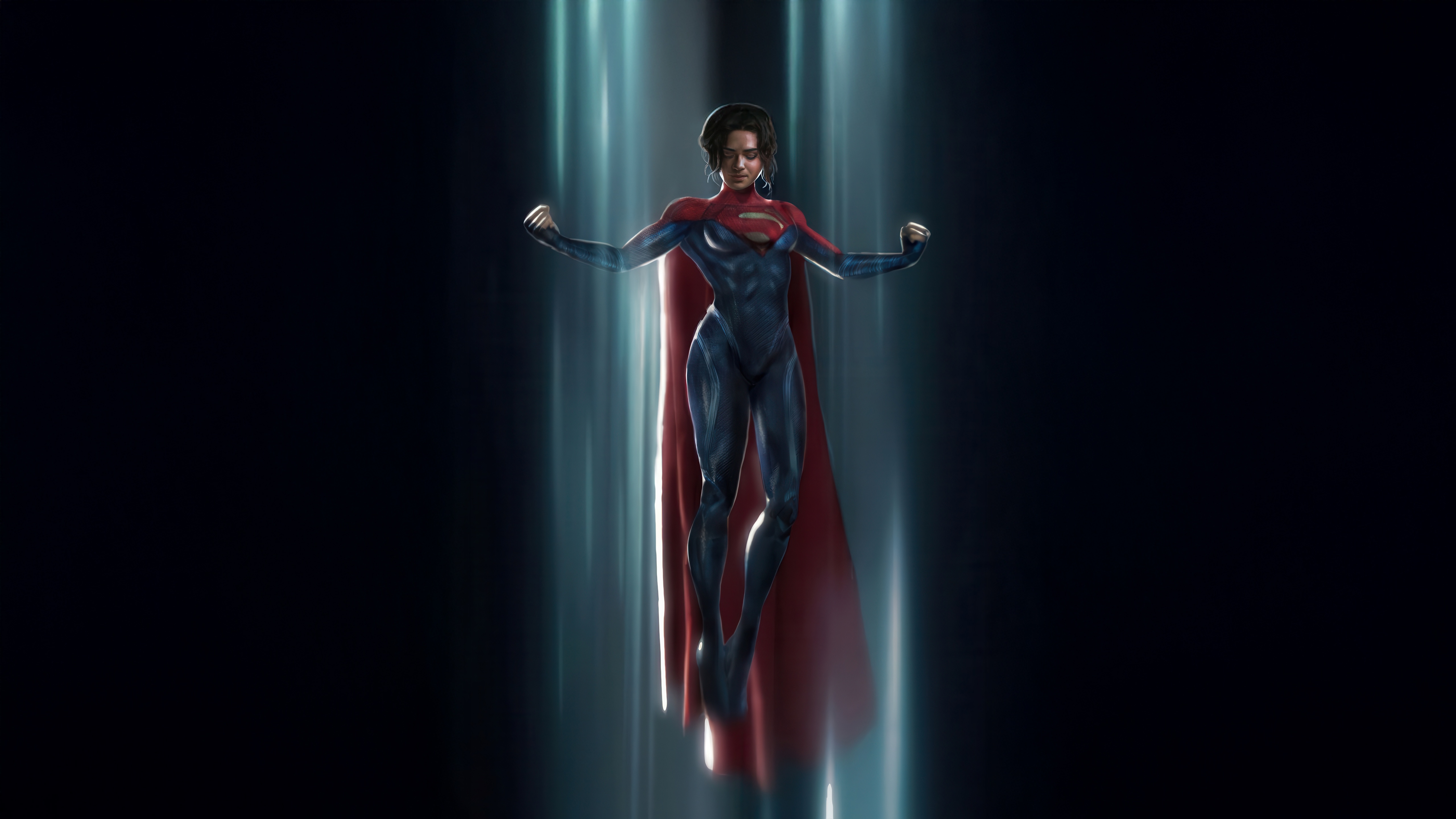 Sasha Calle as Supergirl in a blue and red suit HD Wallpaper