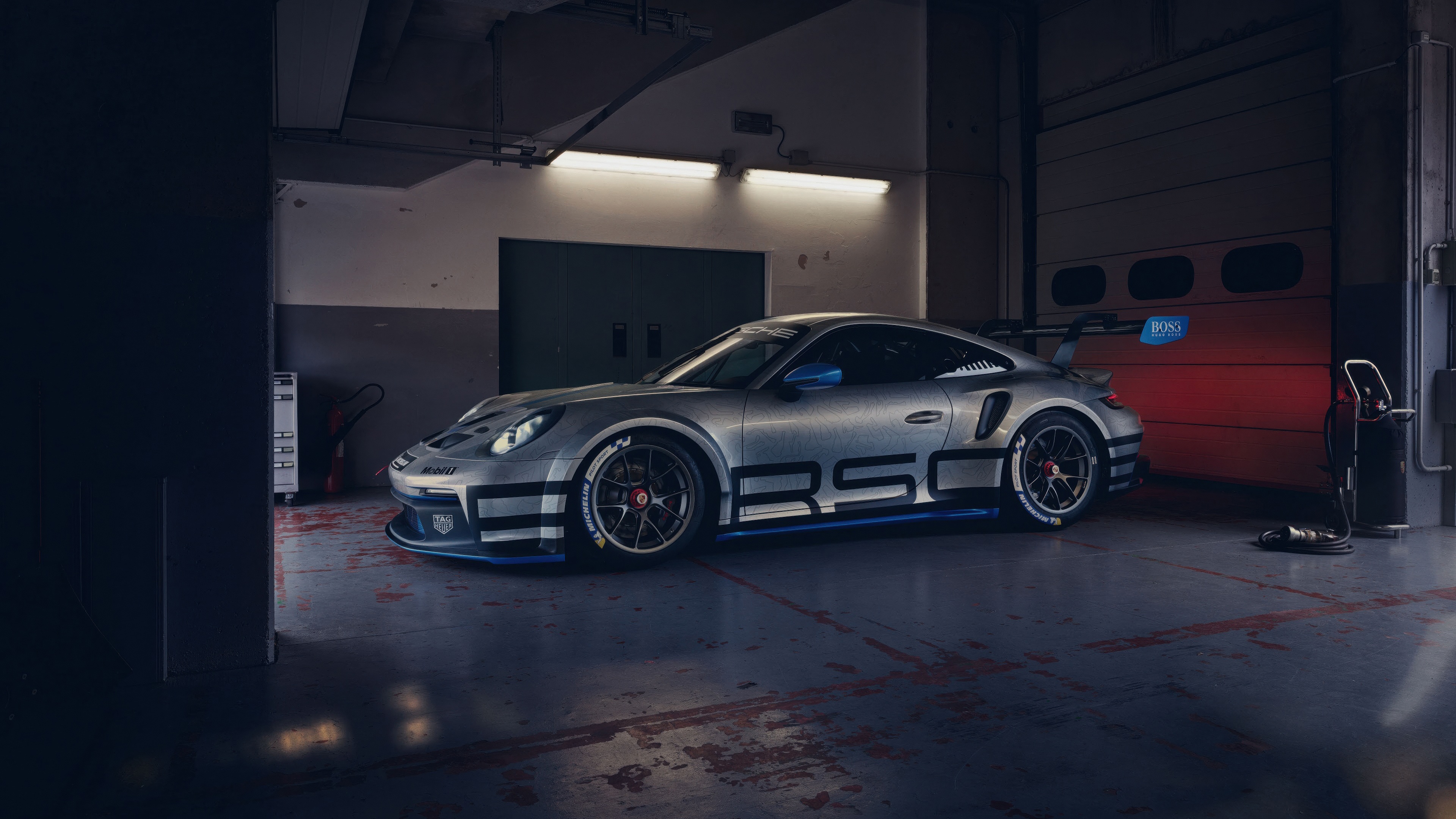Porsche GT3 RS car in a garage HD Wallpaper