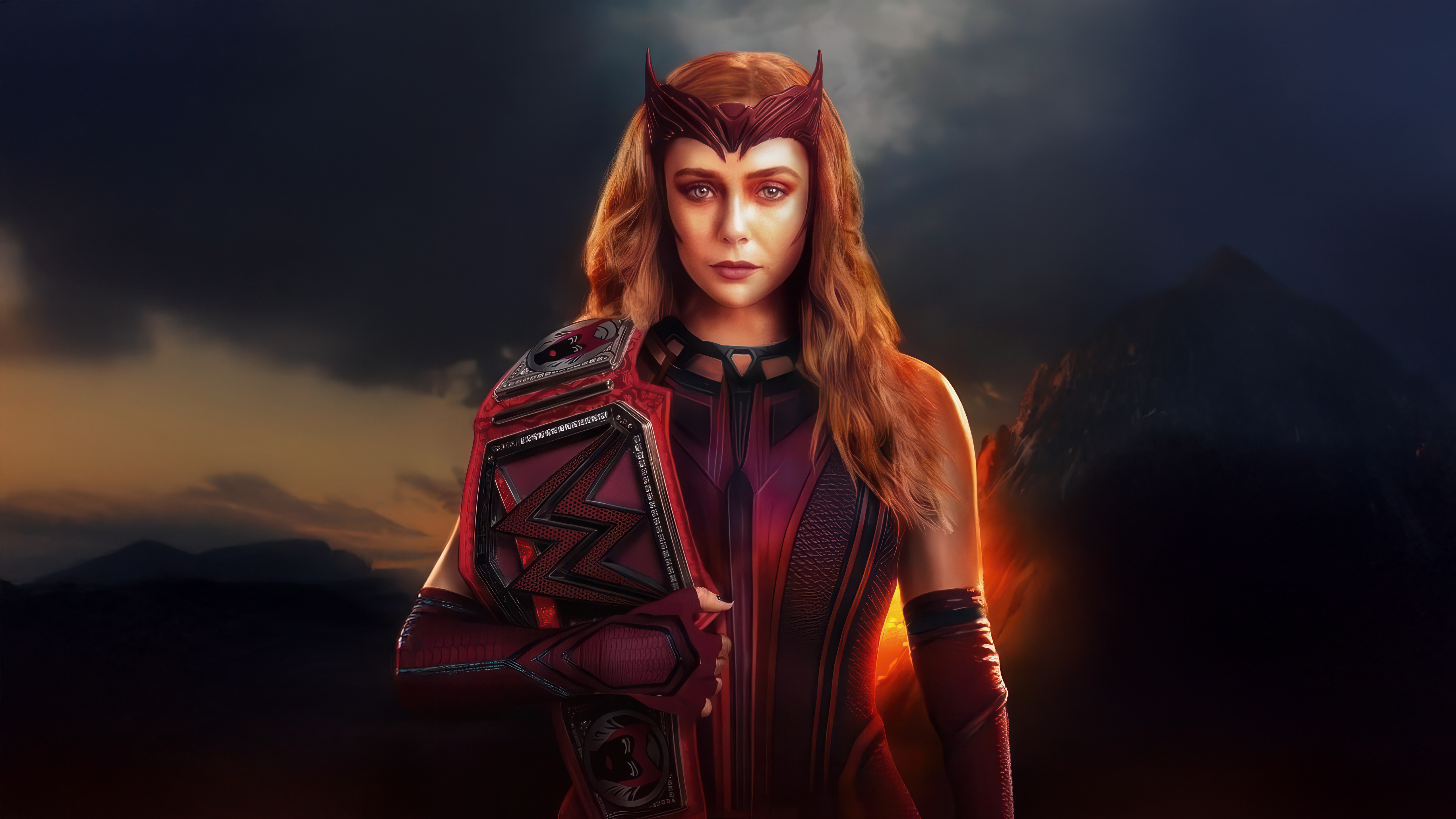 Scarlet Witch Holding WWE Championship Belt HD Wallpaper