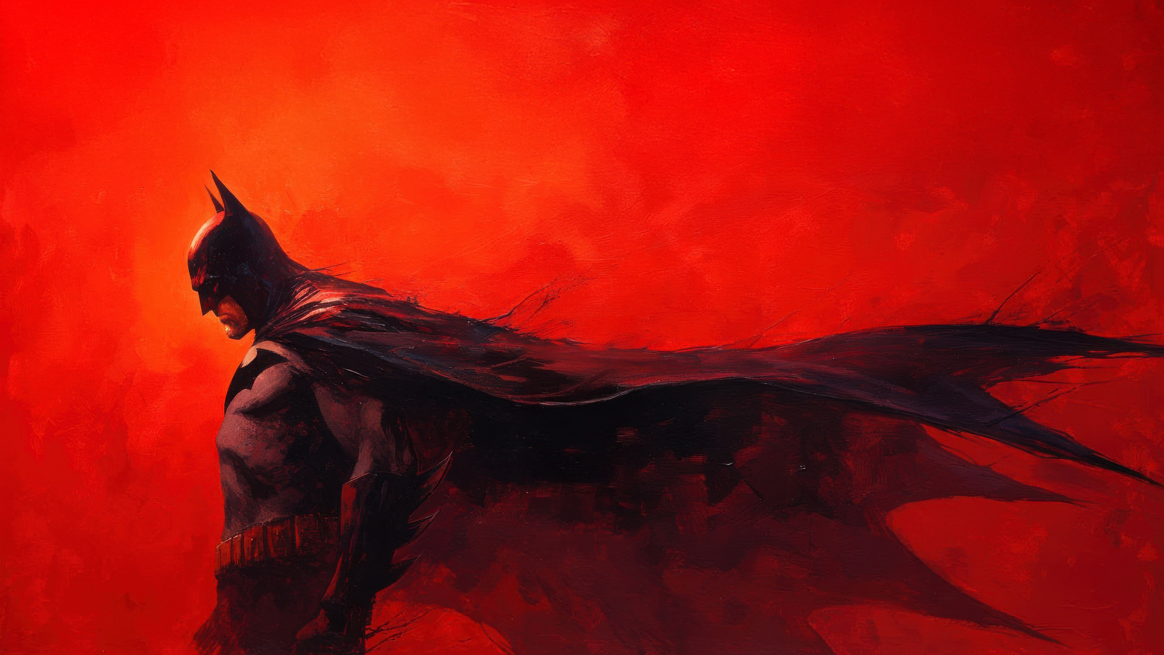 Batman in a Red and Black Painting HD Wallpaper