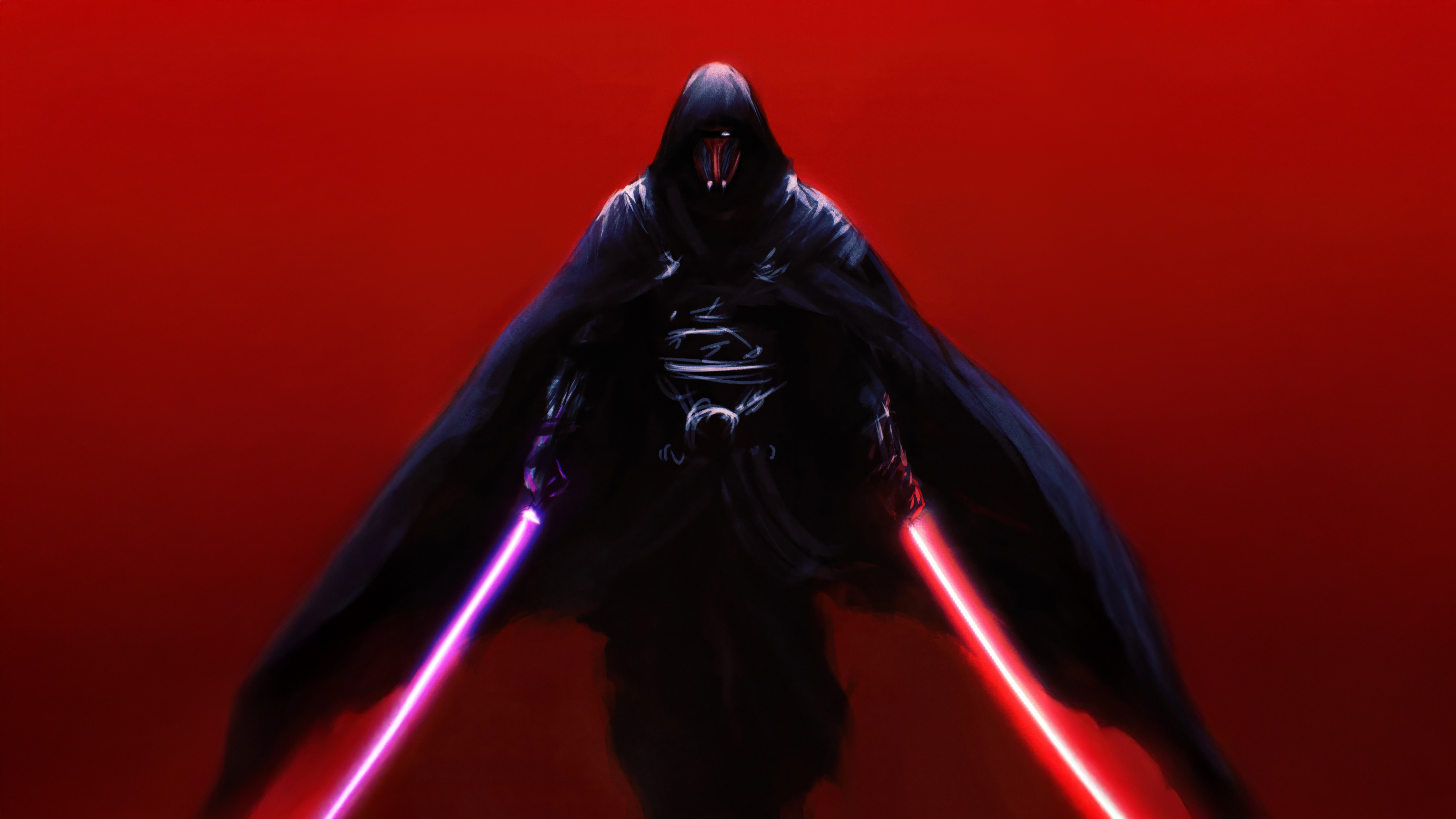 Darth Revan with Red and Purple Lightsabers HD Wallpaper