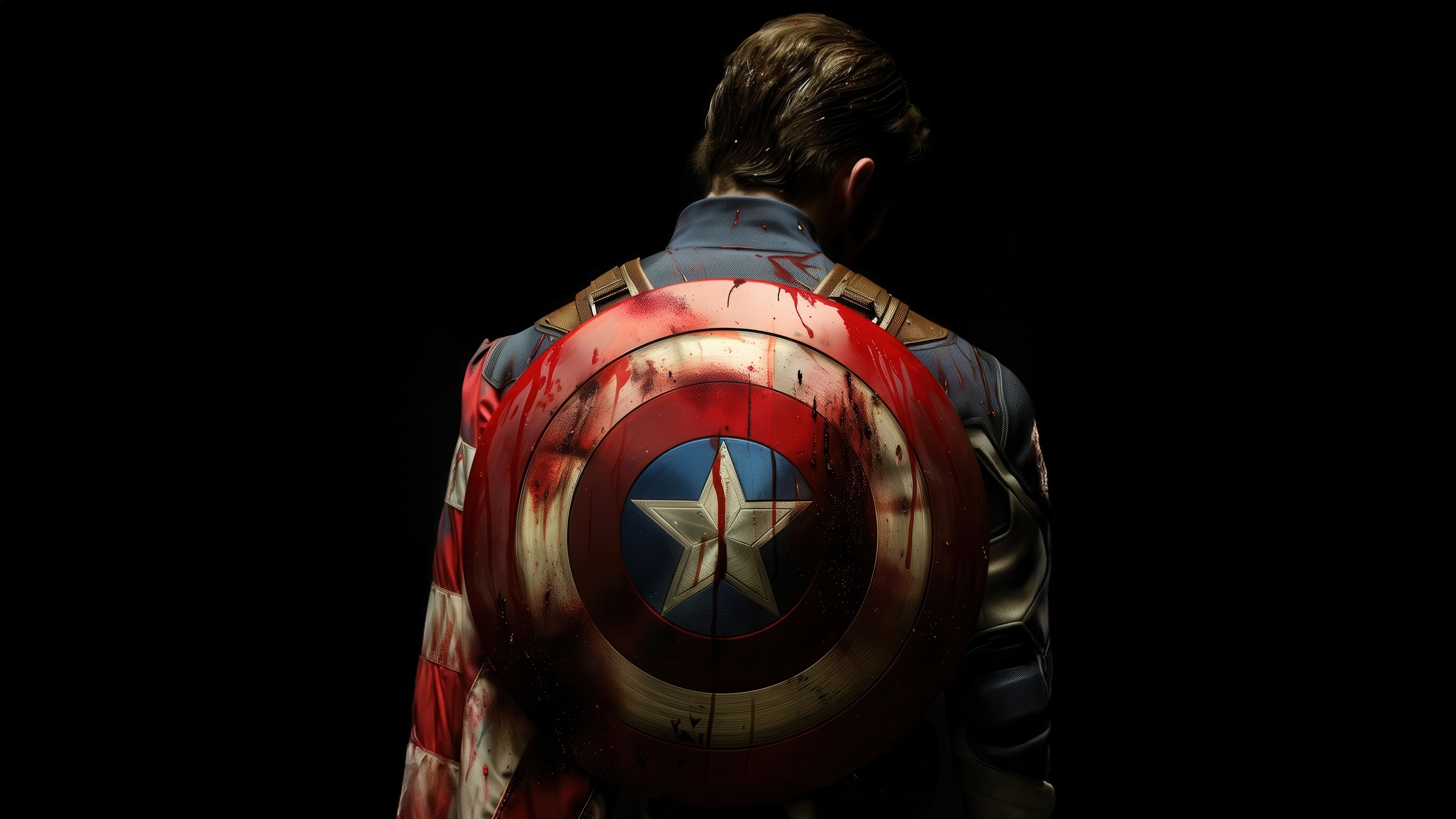 Captain America with bloody shield HD Wallpaper