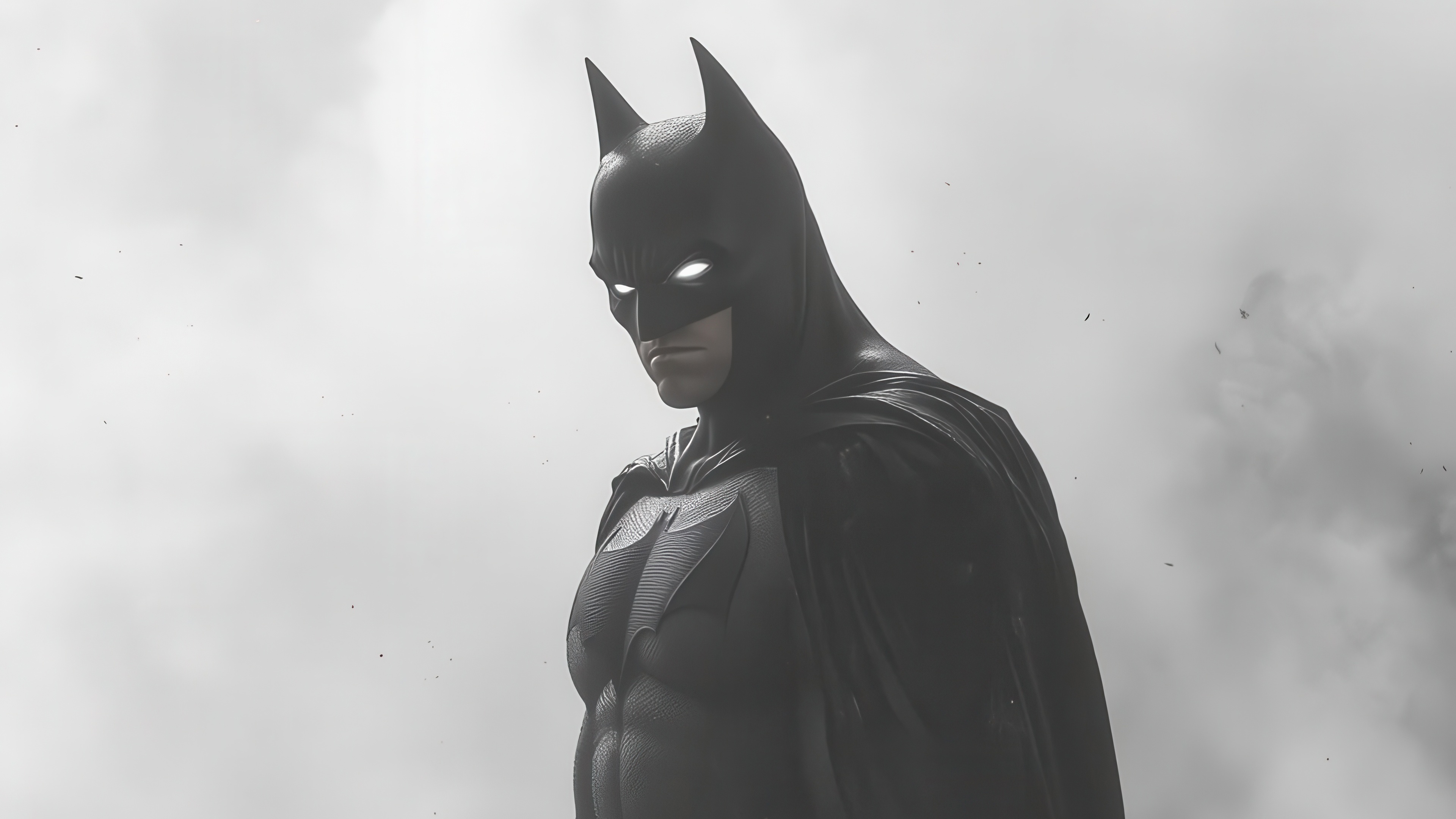 Batman in a black suit against a cloudy sky HD Wallpaper