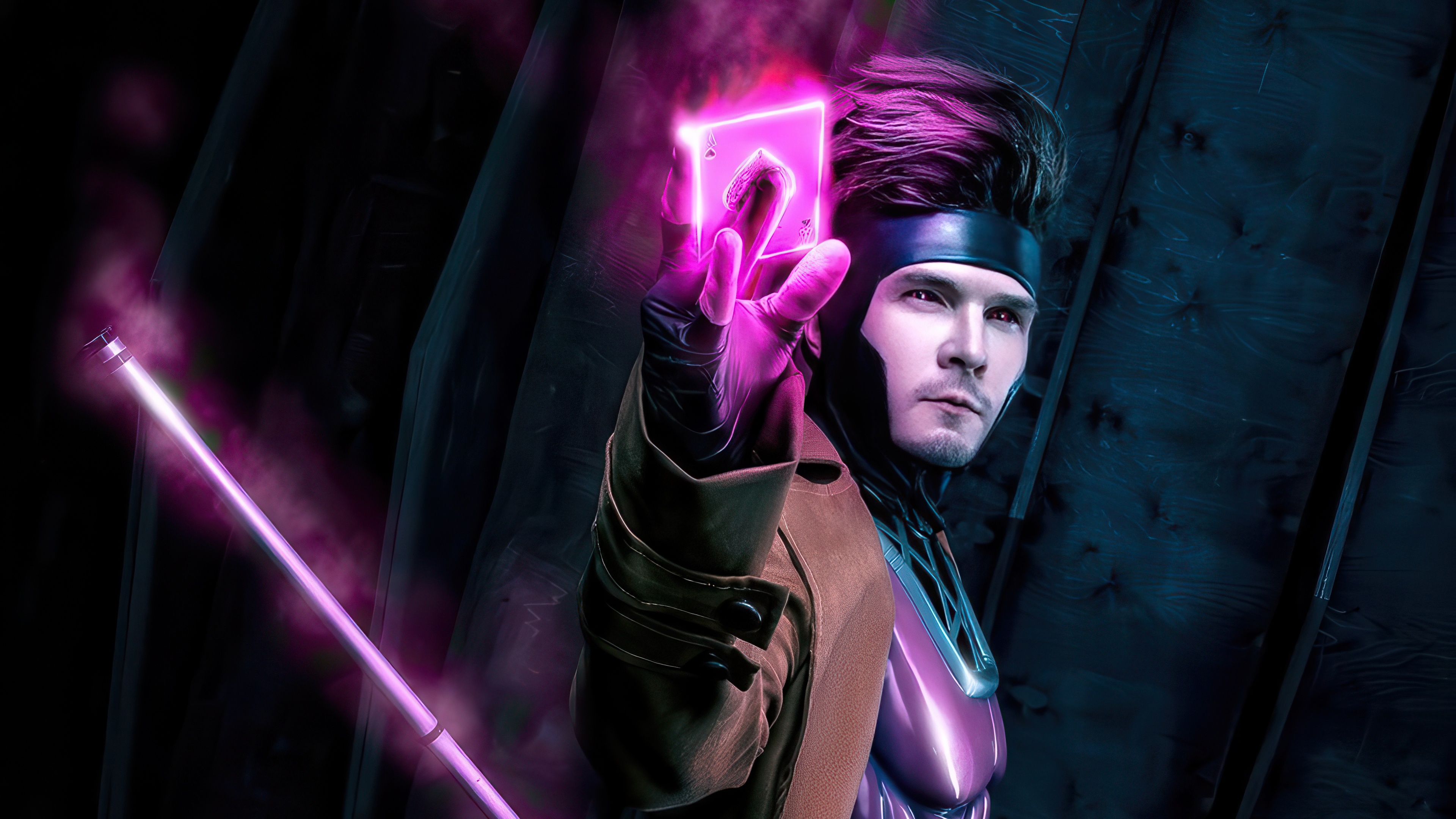 Gambit holding a glowing ace of spades card HD Wallpaper