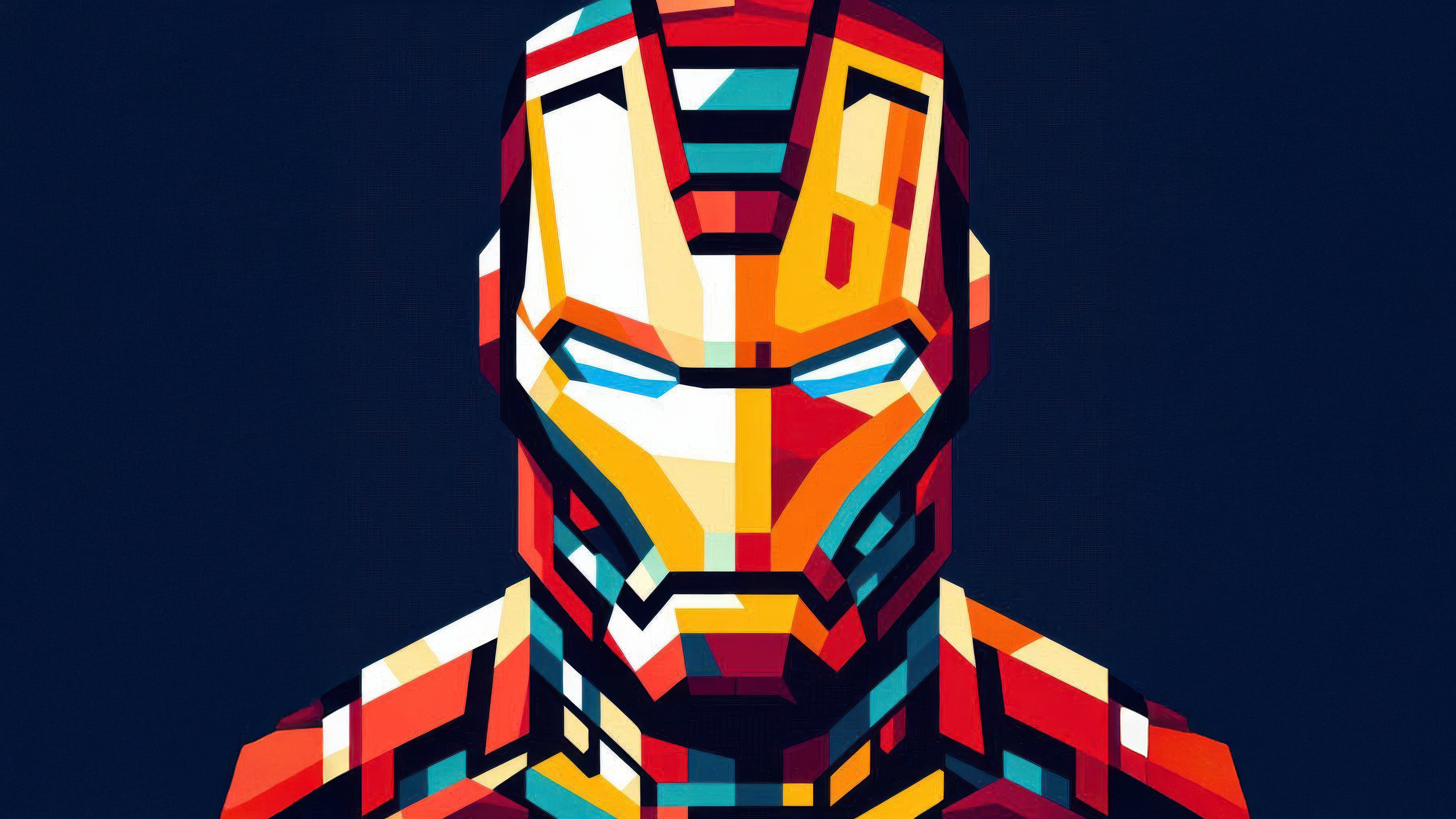 Geometric Iron Man Mask on Dark Background HD Wallpaper