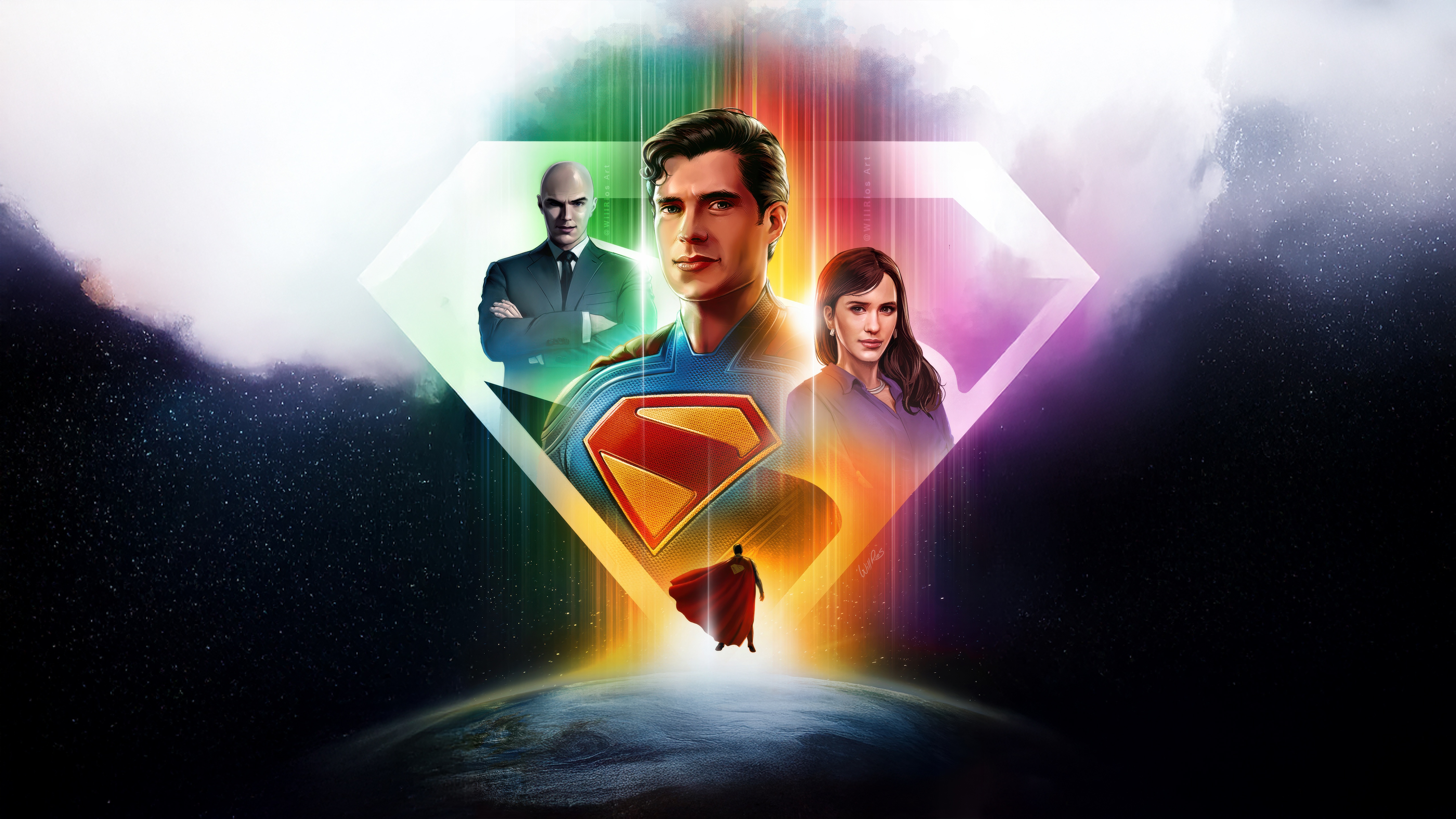 Superman and Villains in Diamond Emblem HD Wallpaper
