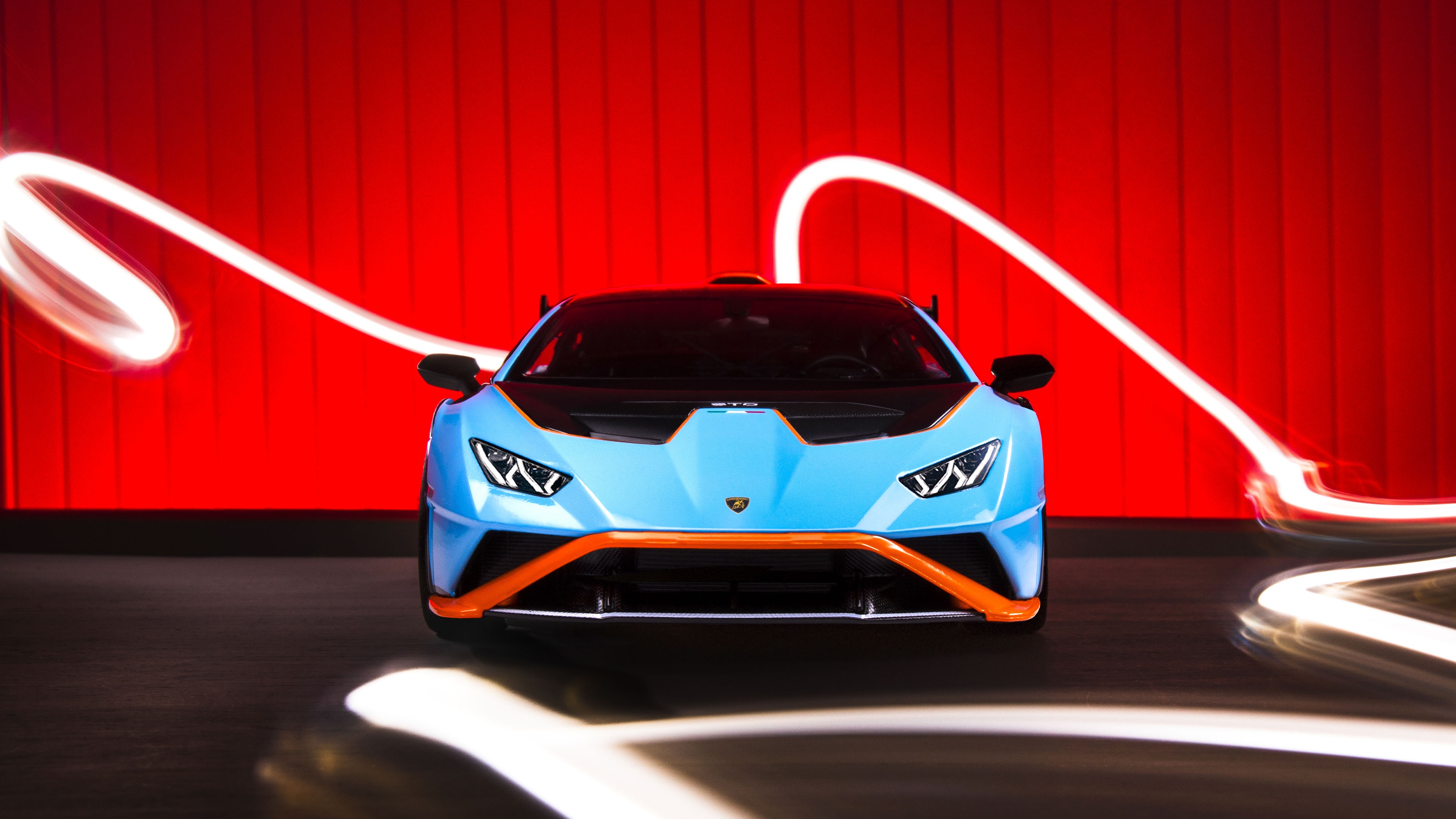2024 Lamborghini Huracan STO with light trails HD Wallpaper
