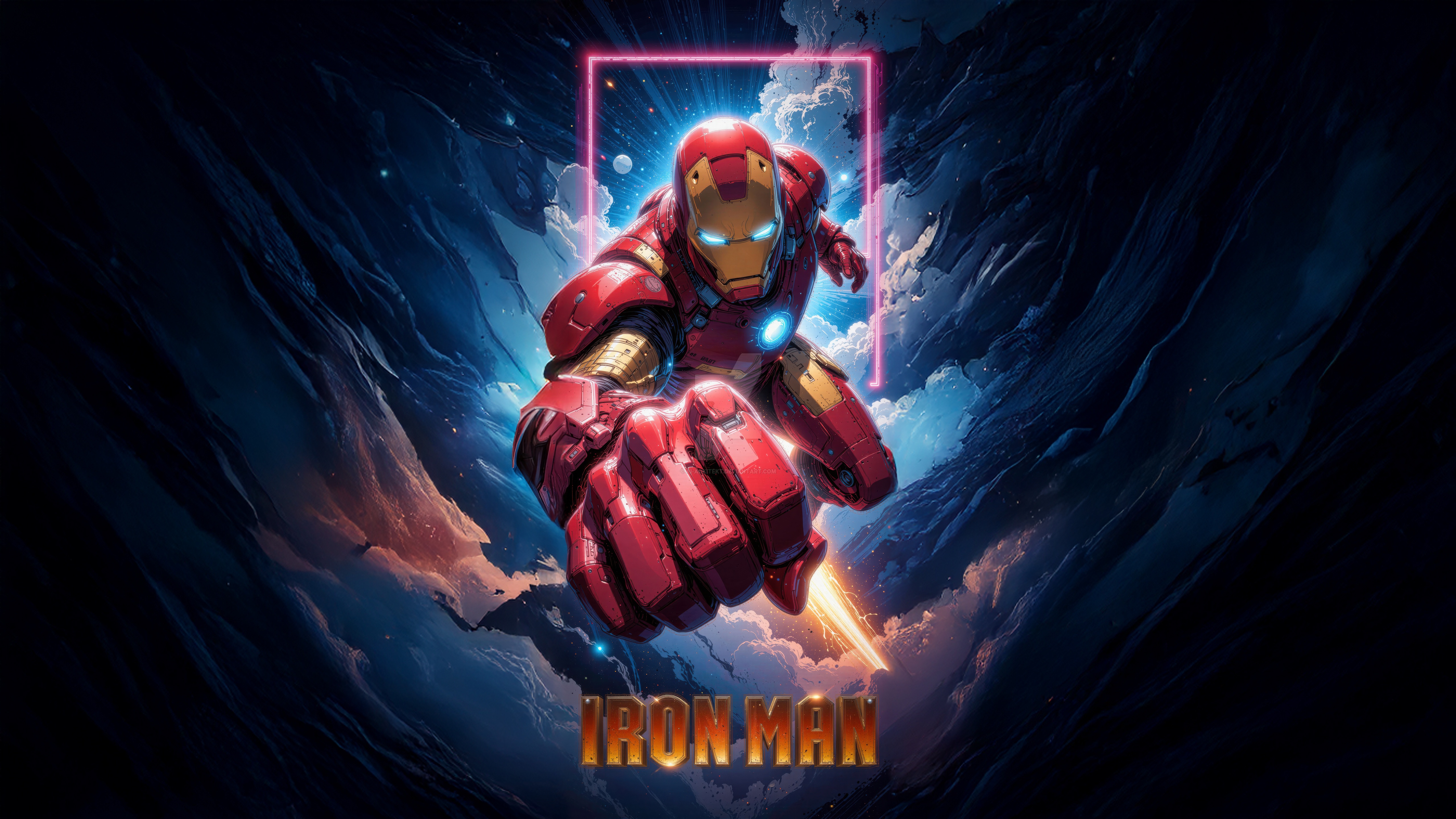 Iron Man in a Cosmic Landscape HD Wallpaper