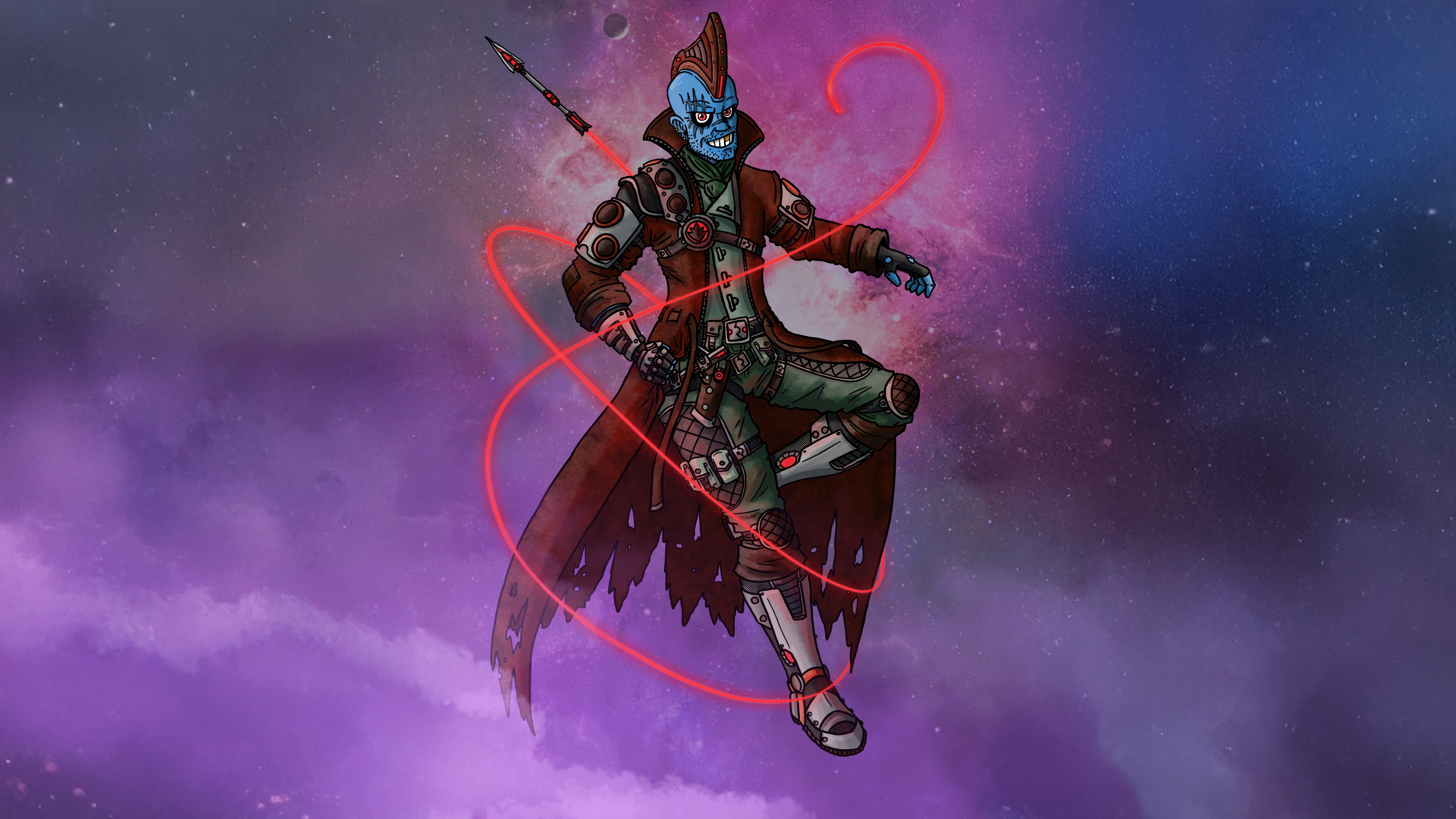 Yondu with Red Energy in Space HD Wallpaper