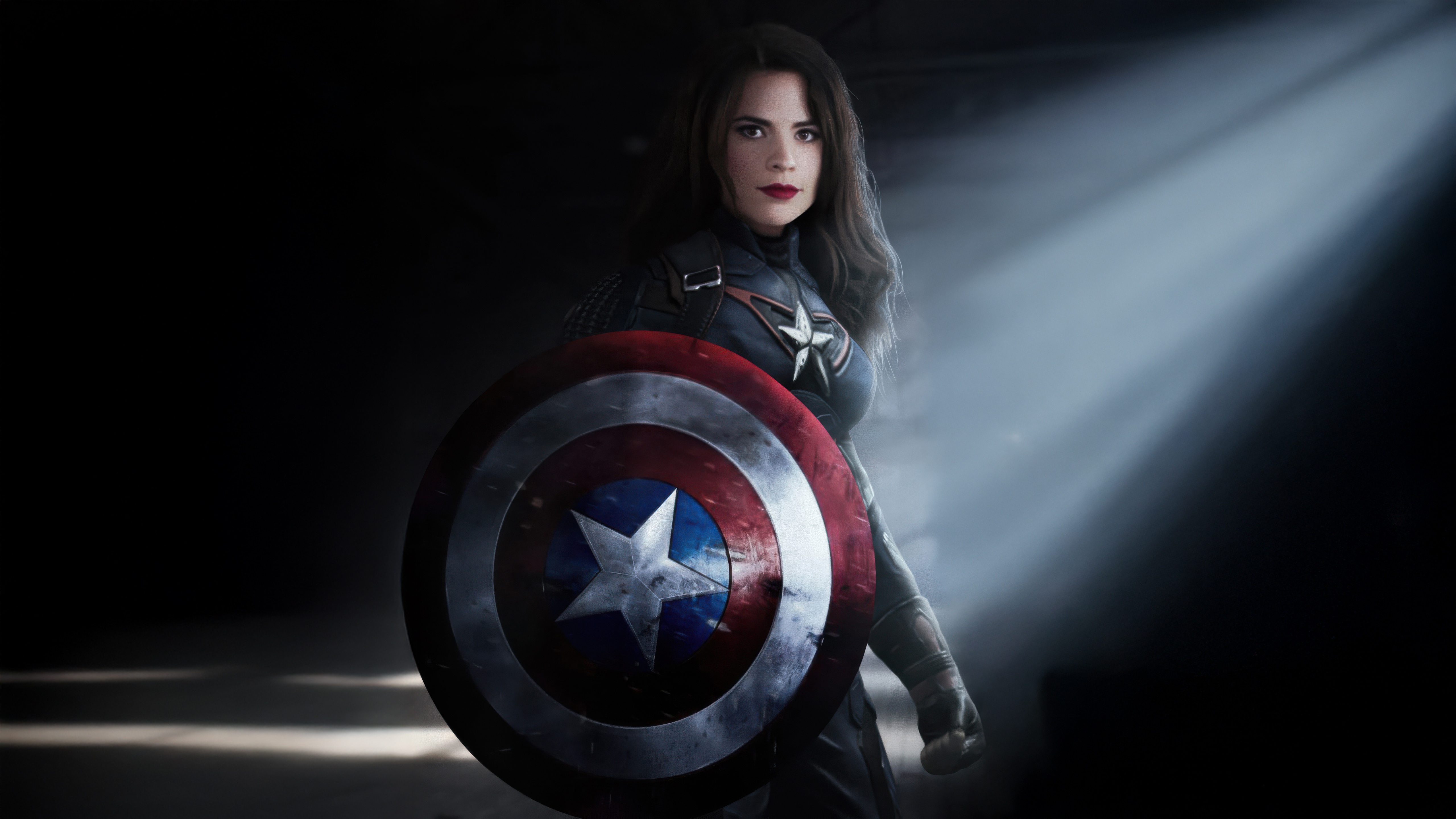 Peggy Carter as Captain America with Shield HD Wallpaper