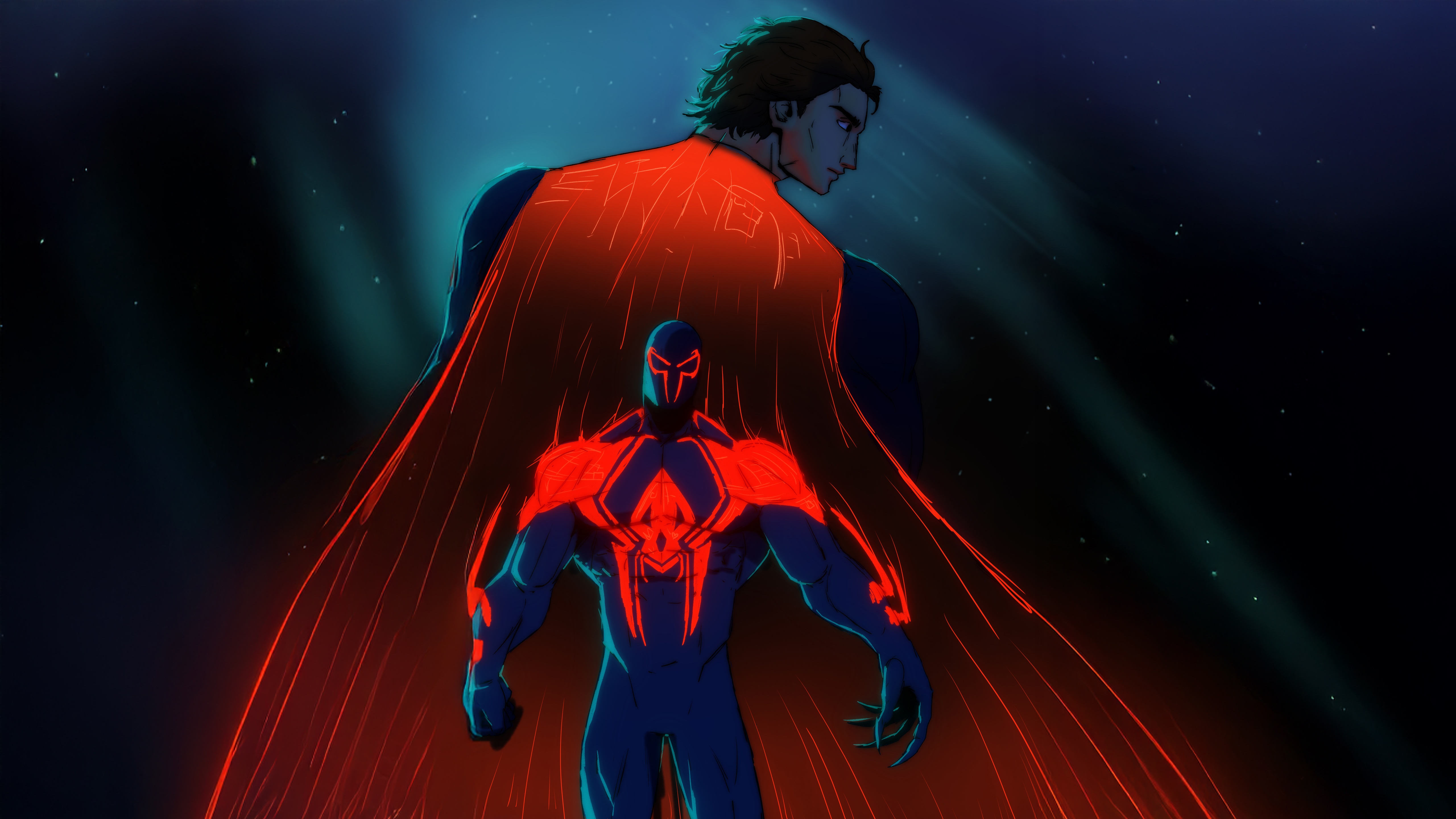 Spider-Man 2099 and a man with a cape HD Wallpaper
