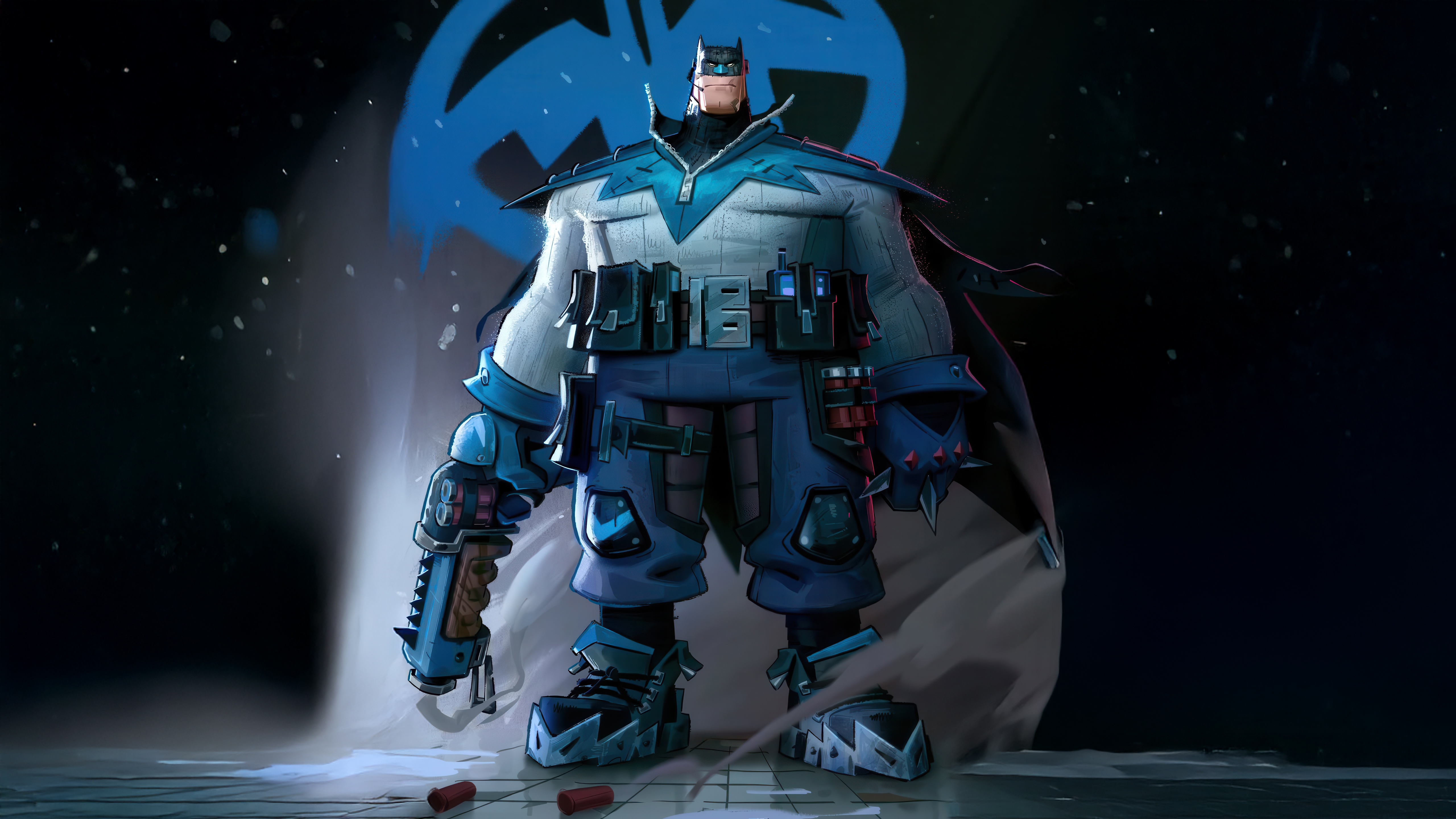 Futuristic Armored Batman with a Gun HD Wallpaper