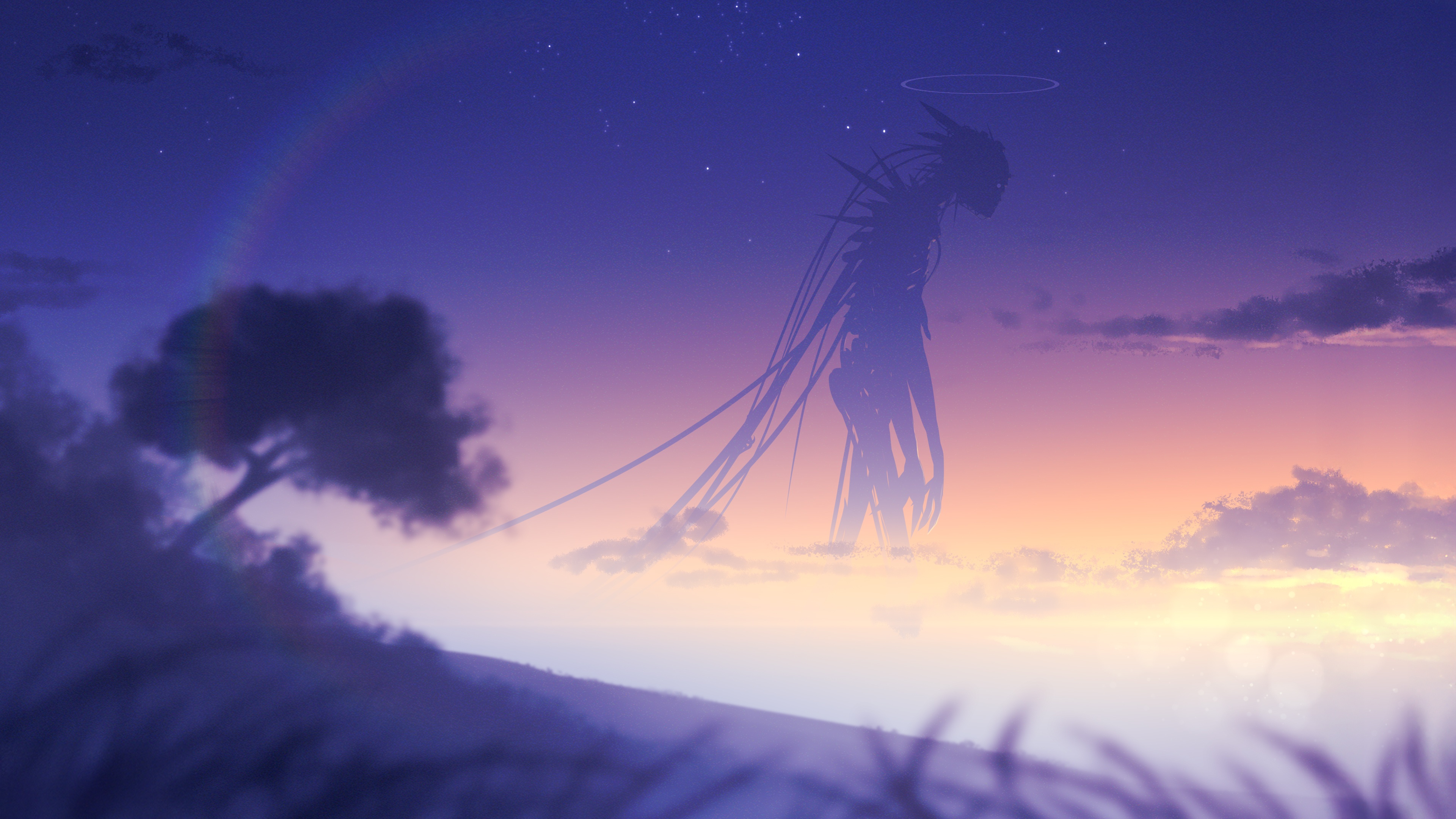 A Giant Silhouette in the Twilight Sky HD Wallpaper