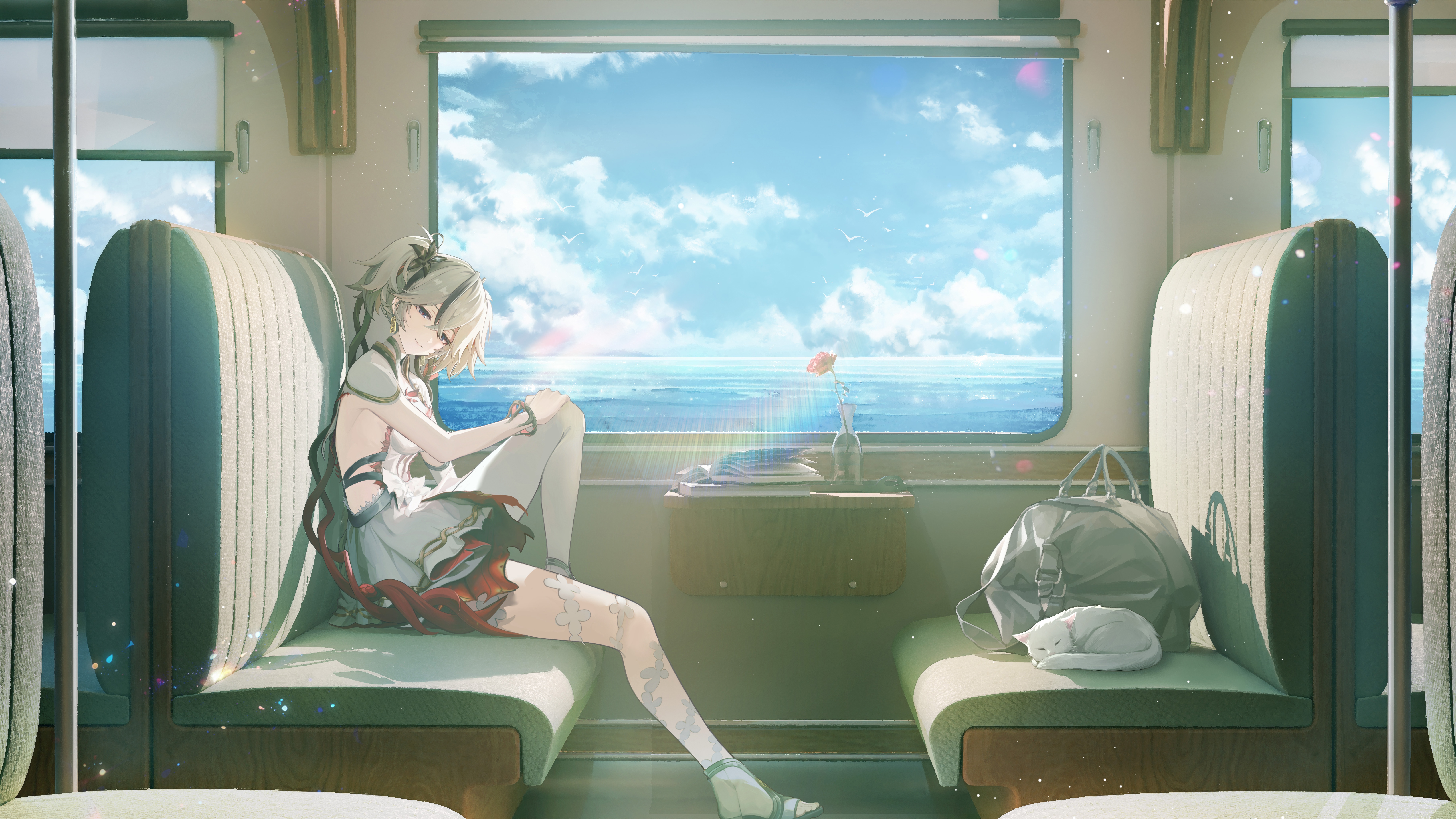 Camellya from Wuthering Waves on a Train HD Wallpaper