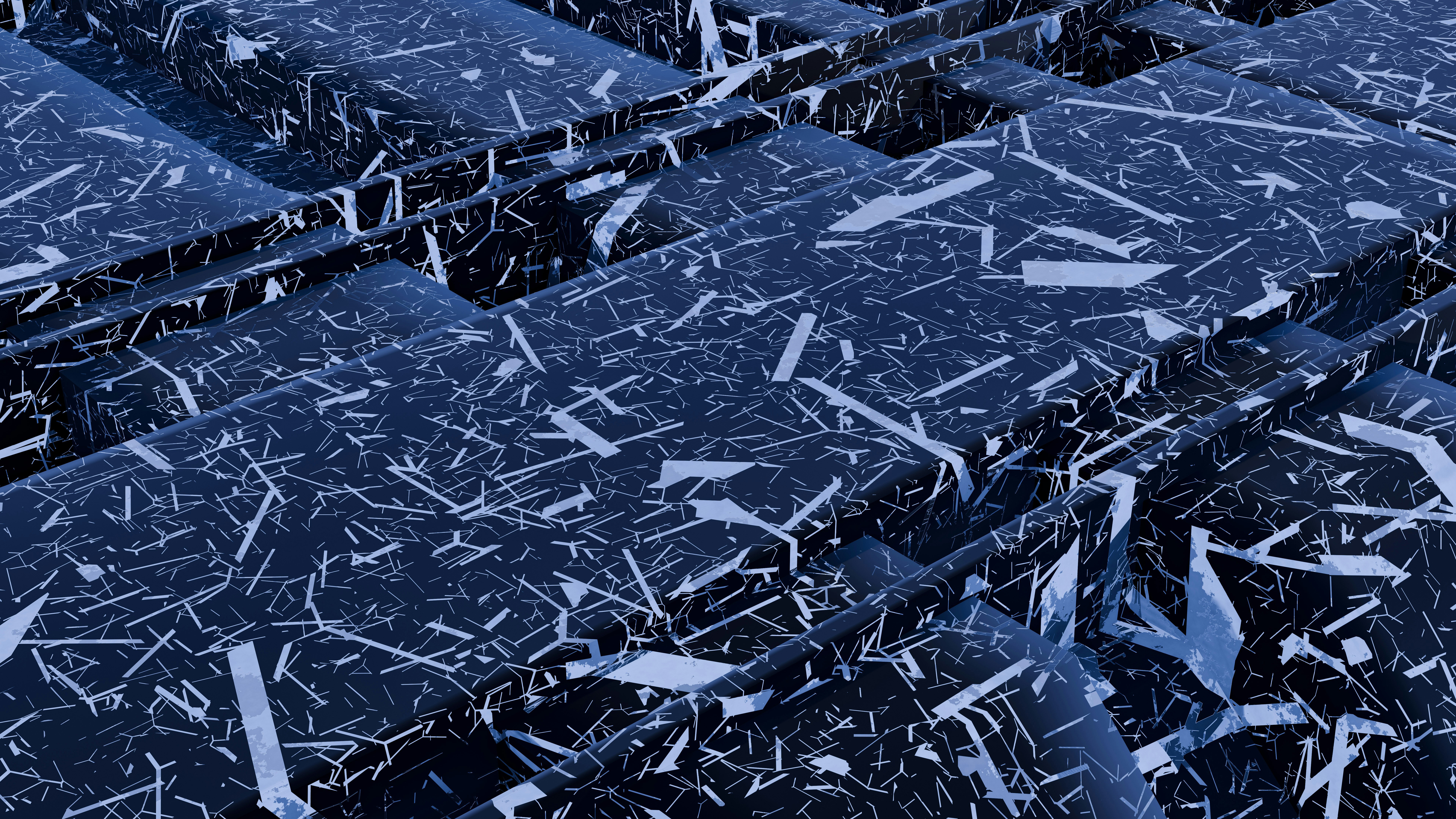Blue and black surface with white abstract patterns HD Wallpaper