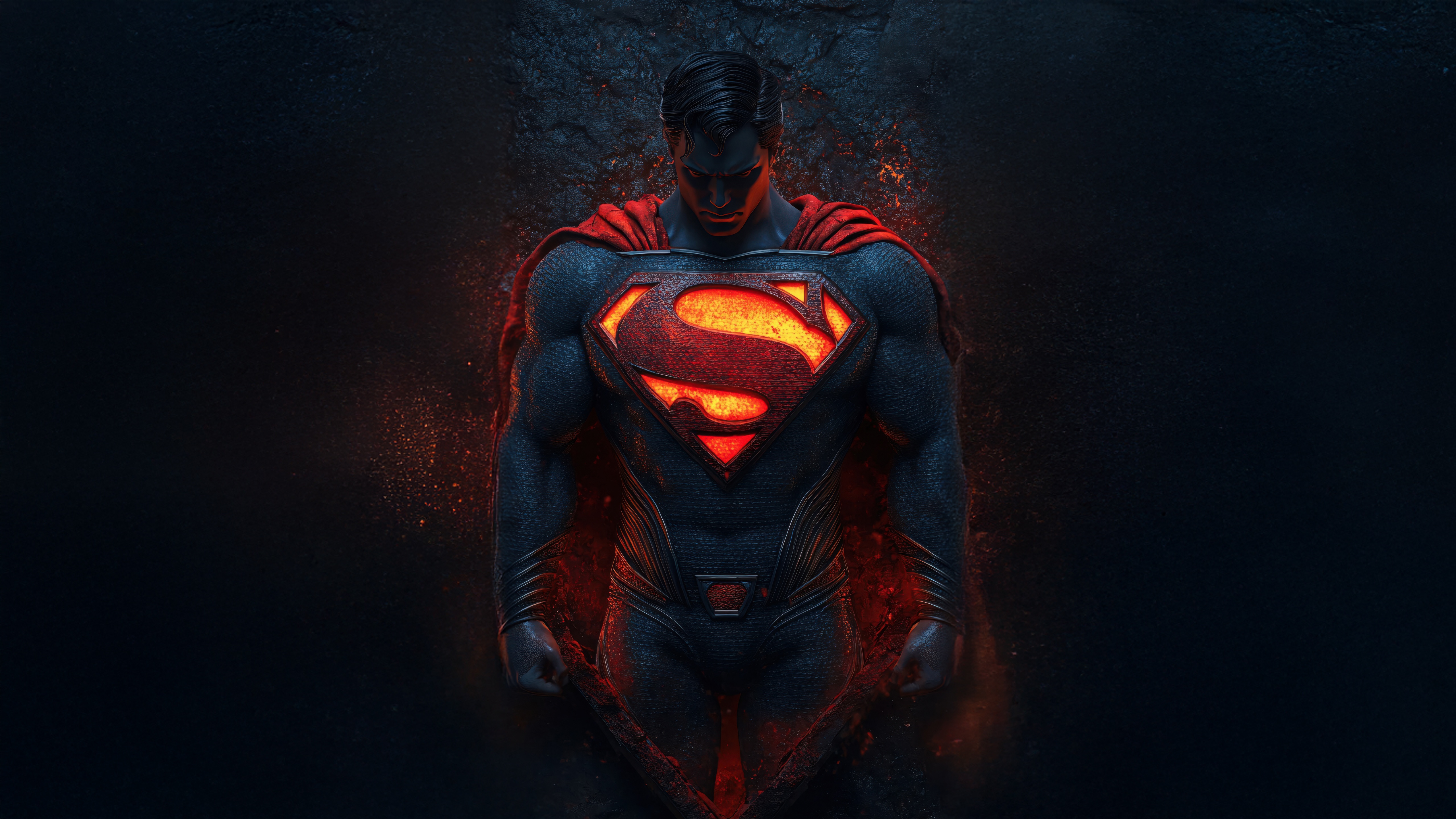 Superman with glowing S-shield HD Wallpaper