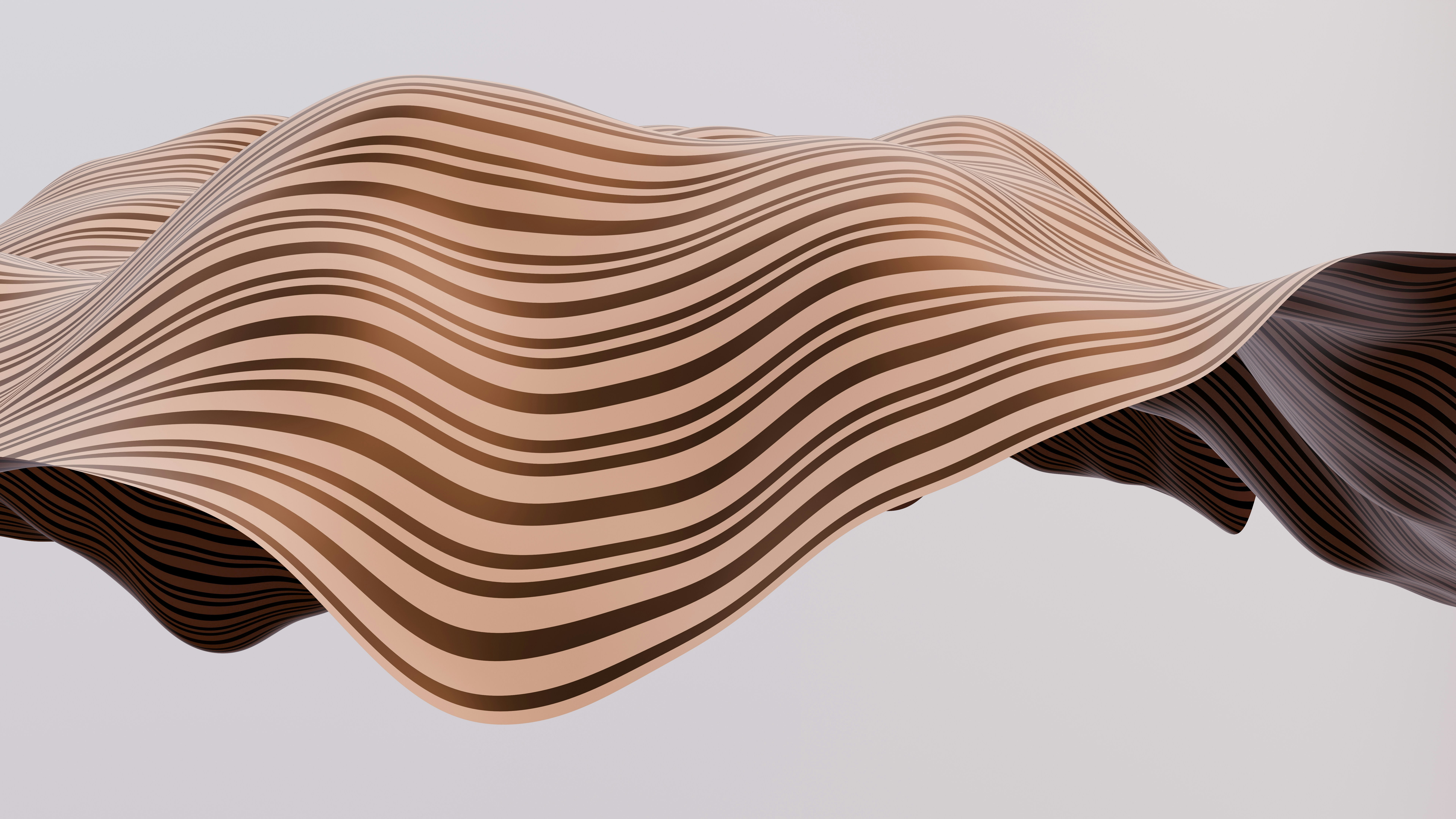 Abstract wavy lines with brown and beige stripes HD Wallpaper