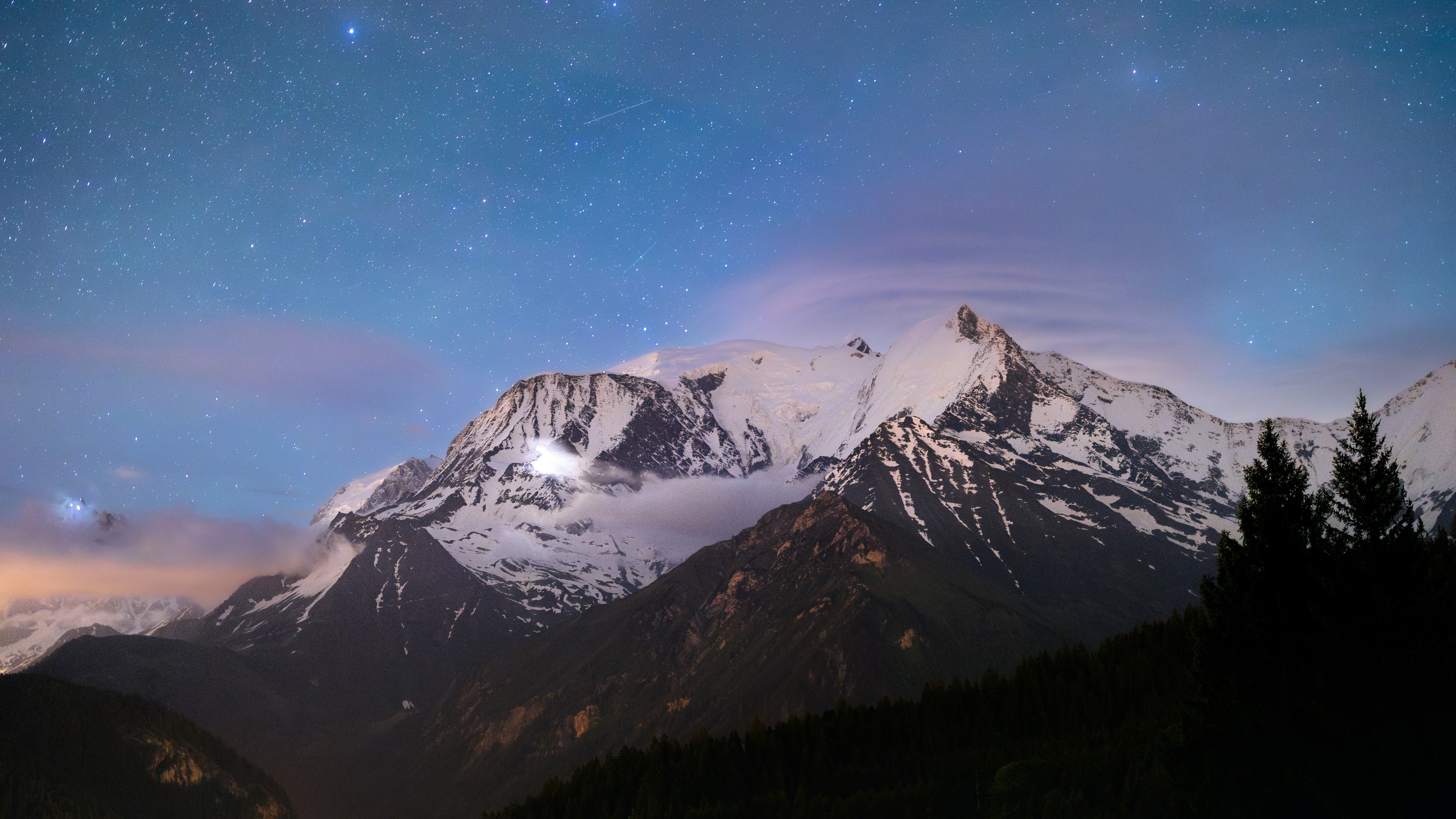 Stars above Mont Blanc at night HD Wallpaper