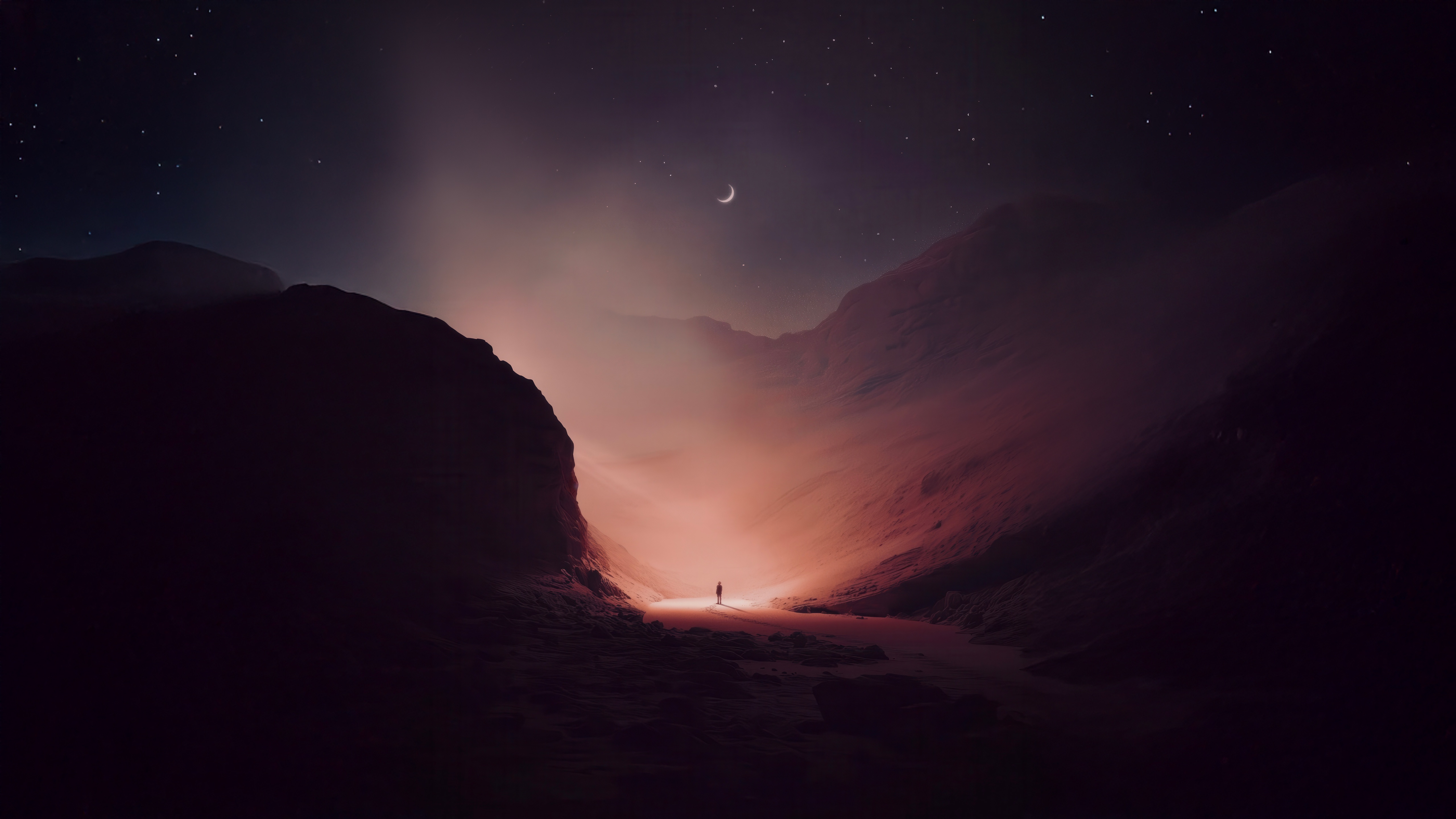 Person Wandering Under A Sapphire Sky HD Wallpaper