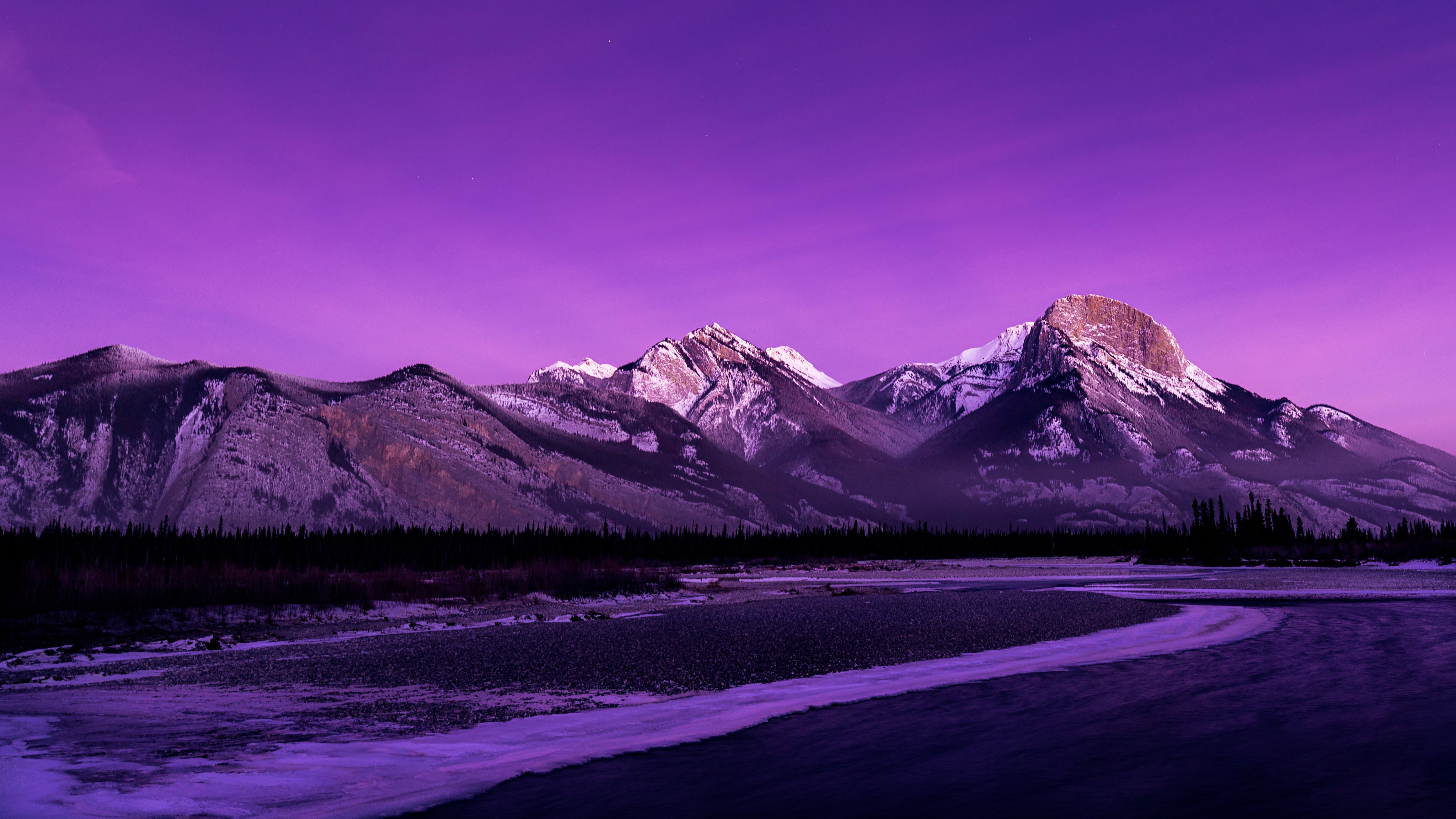 Purple Mountain Range at Sunrise HD Wallpaper