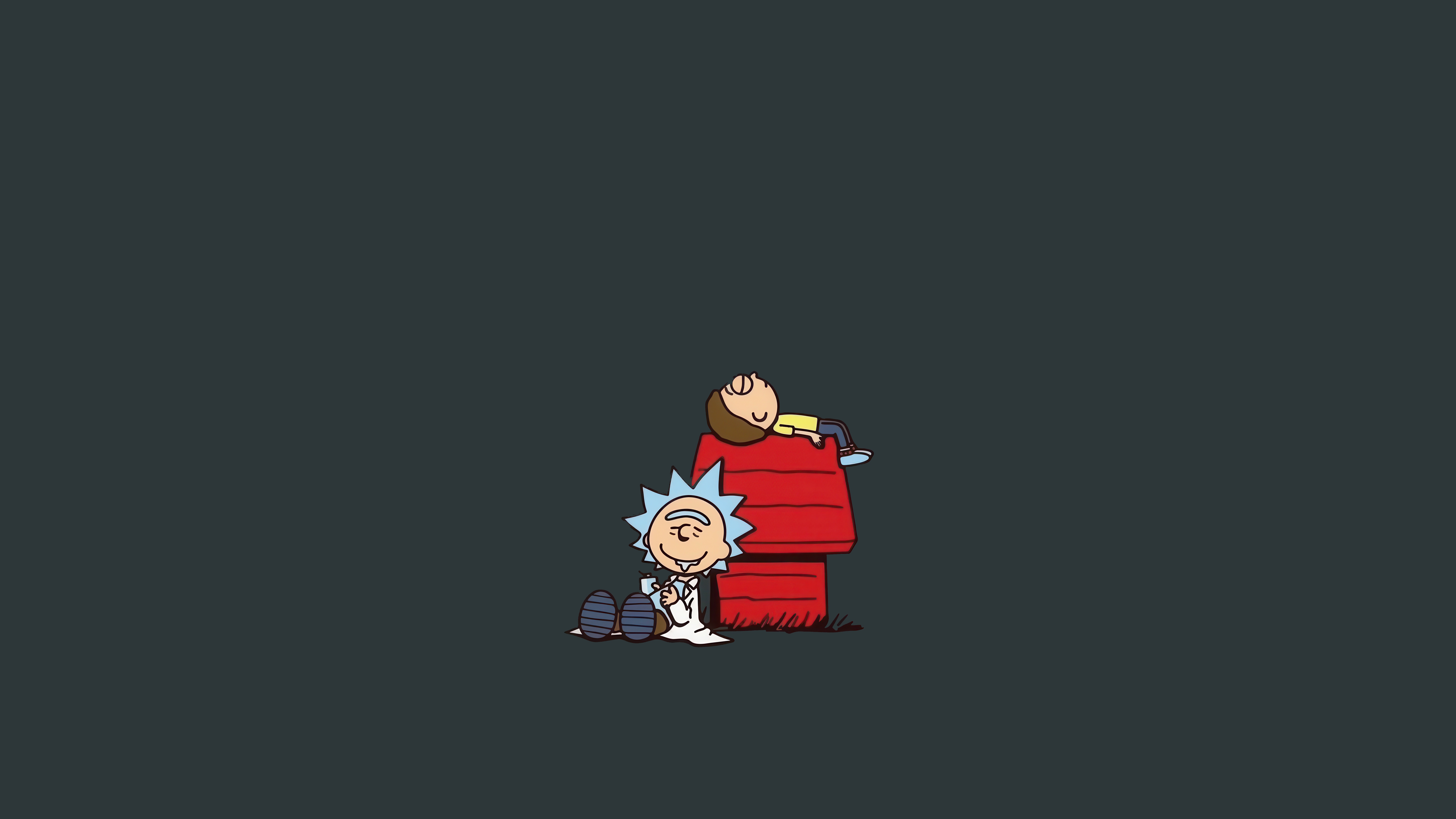 Rick and Morty on Snoopy's Doghouse HD Wallpaper