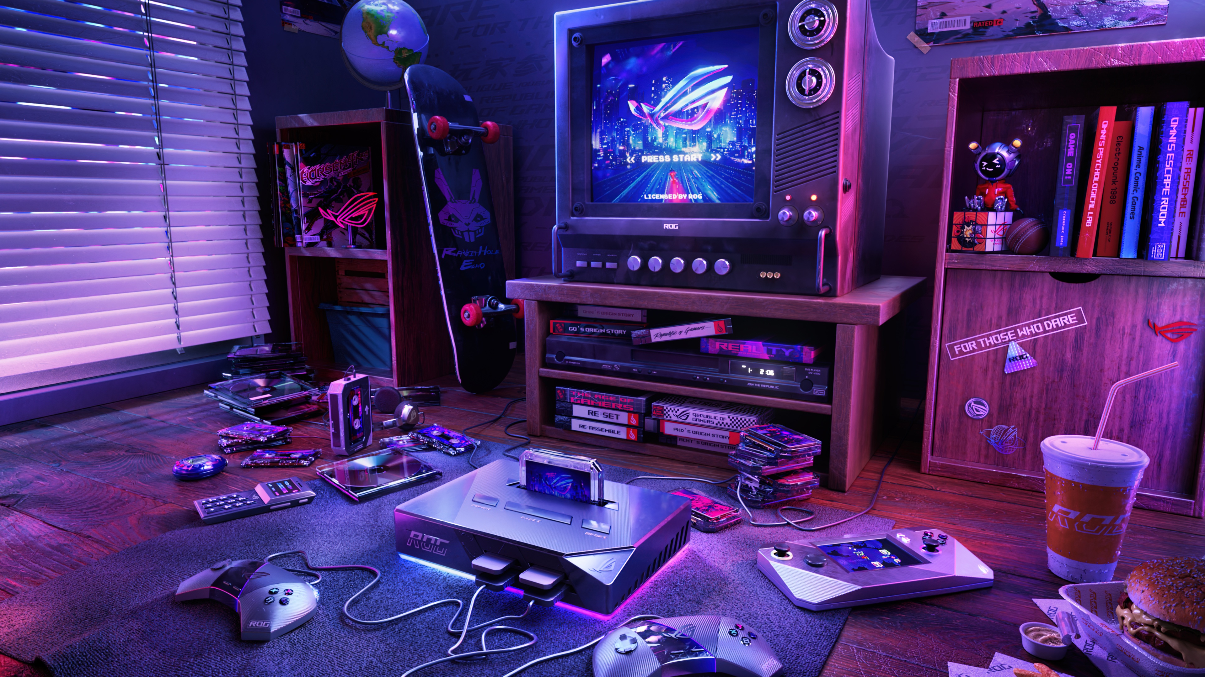 Asus Gamer Paradise Retro Gaming Setup HD Wallpaper