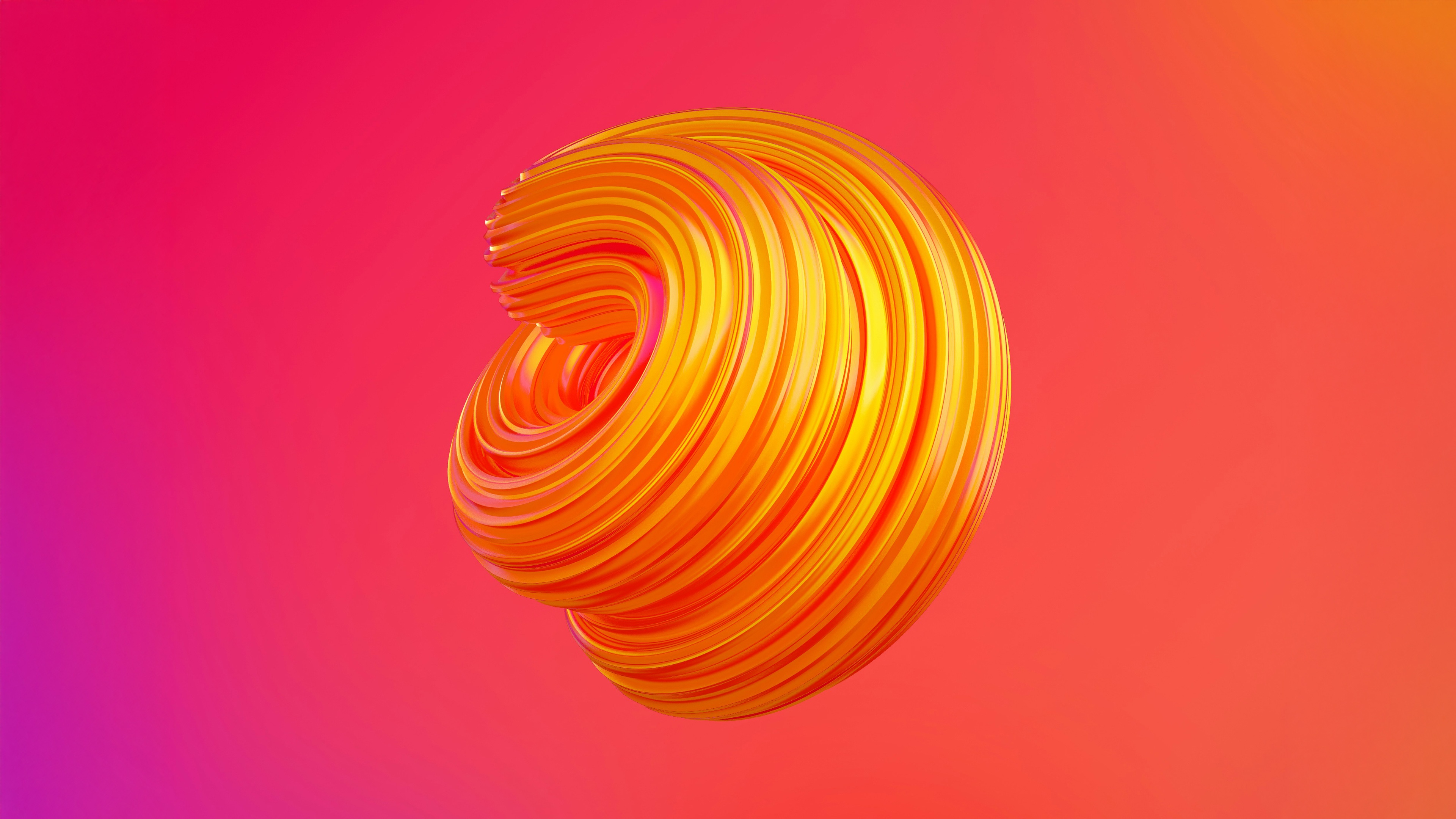 Orange and yellow spiral twist on pink and purple background HD Wallpaper