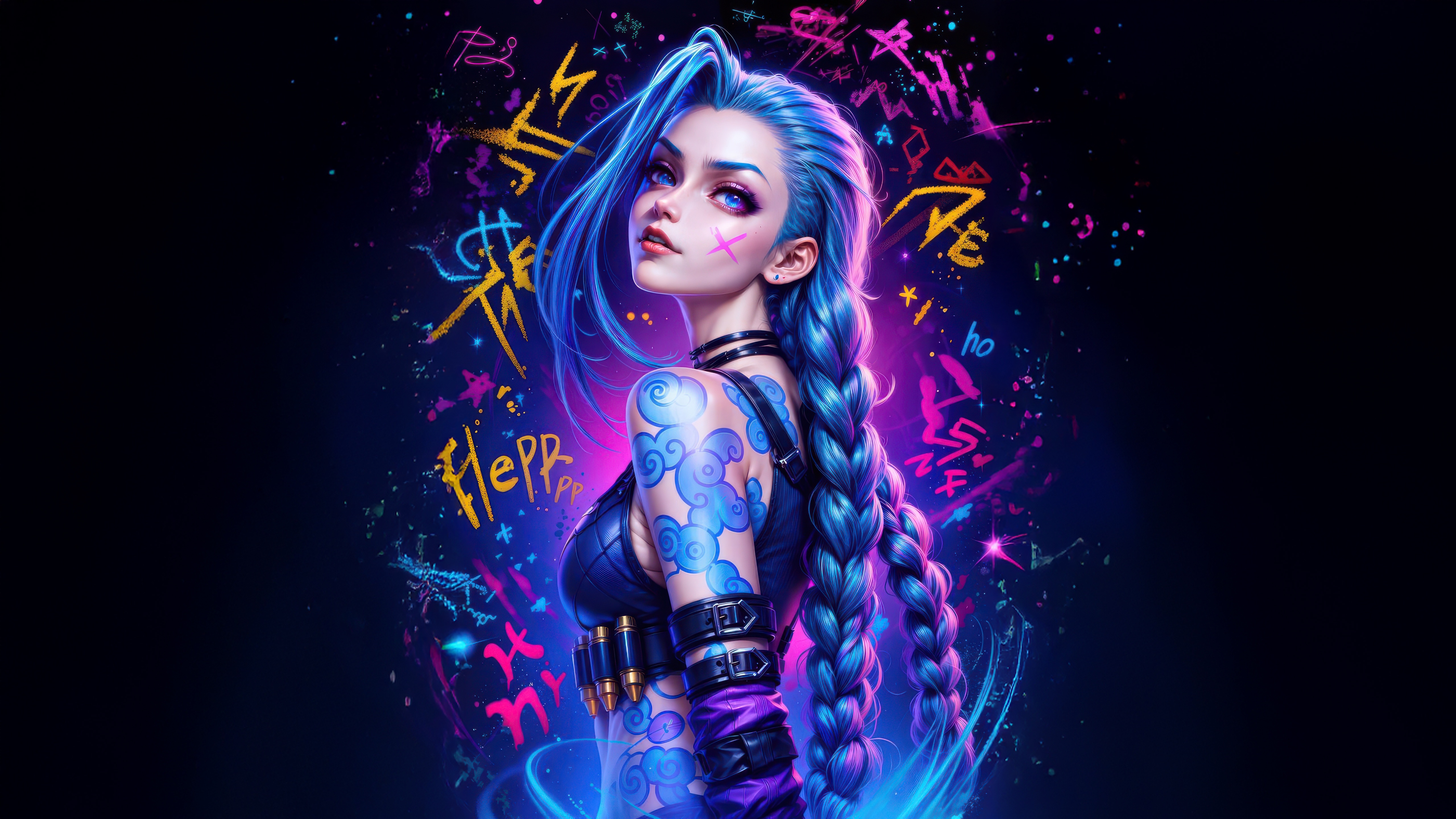 Jinx with Mystic Vibes and Graffiti HD Wallpaper