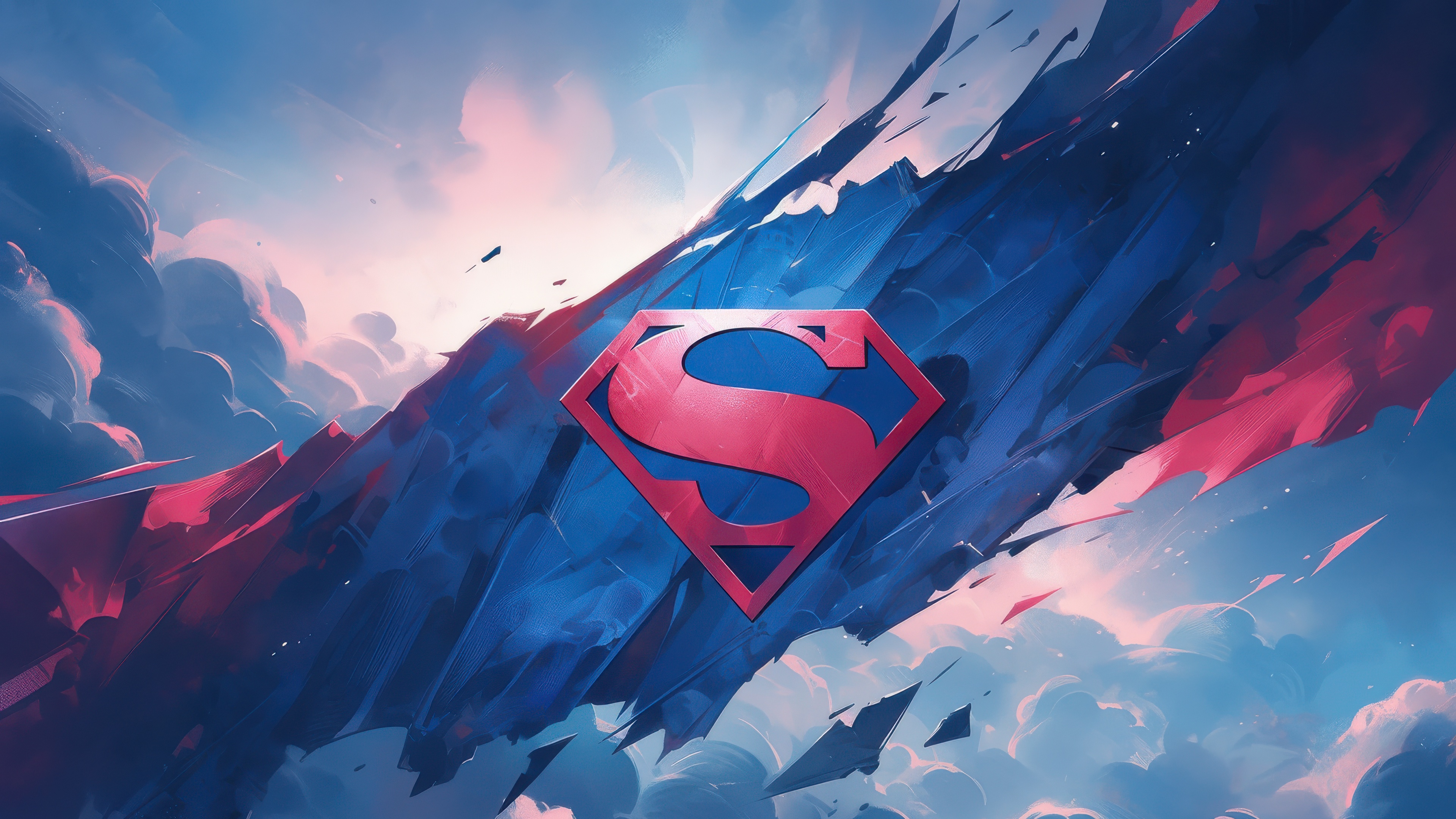 Superman logo against a dramatic sky HD Wallpaper