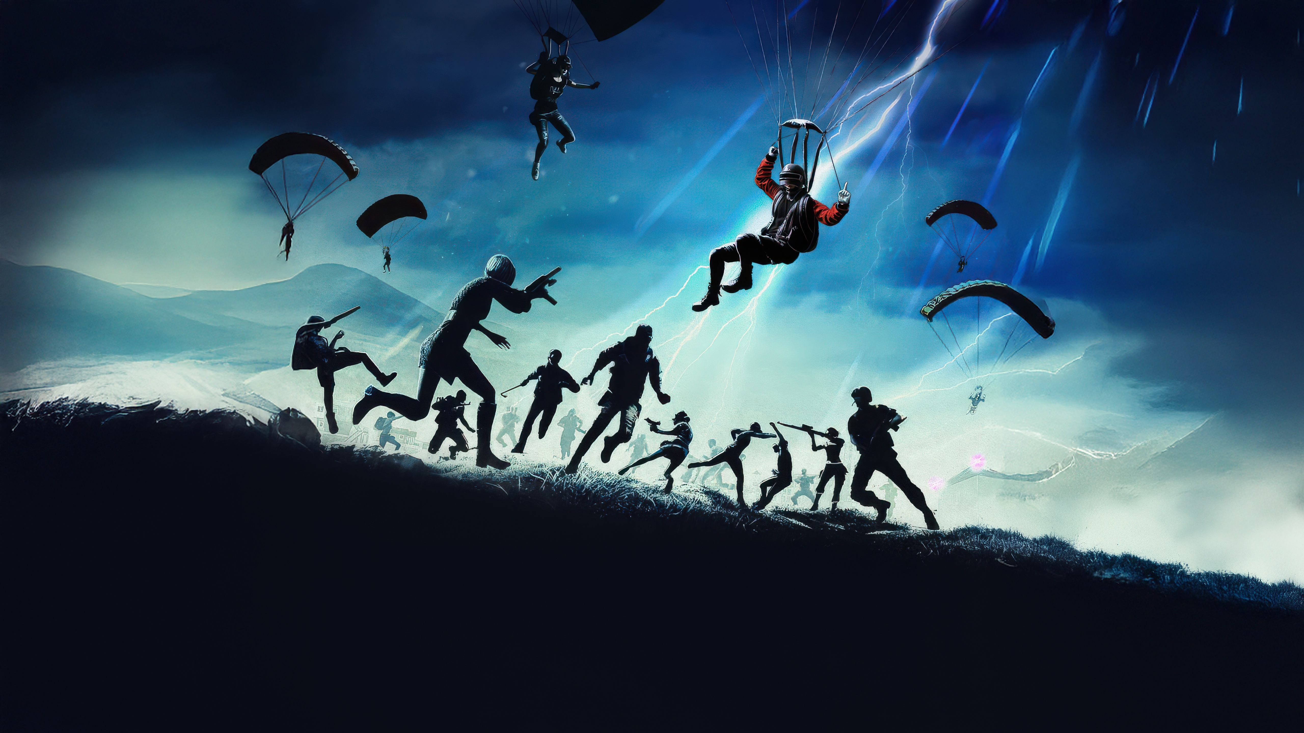 PUBG Mobile Hot Drop Mode Parachuting and Combat HD Wallpaper