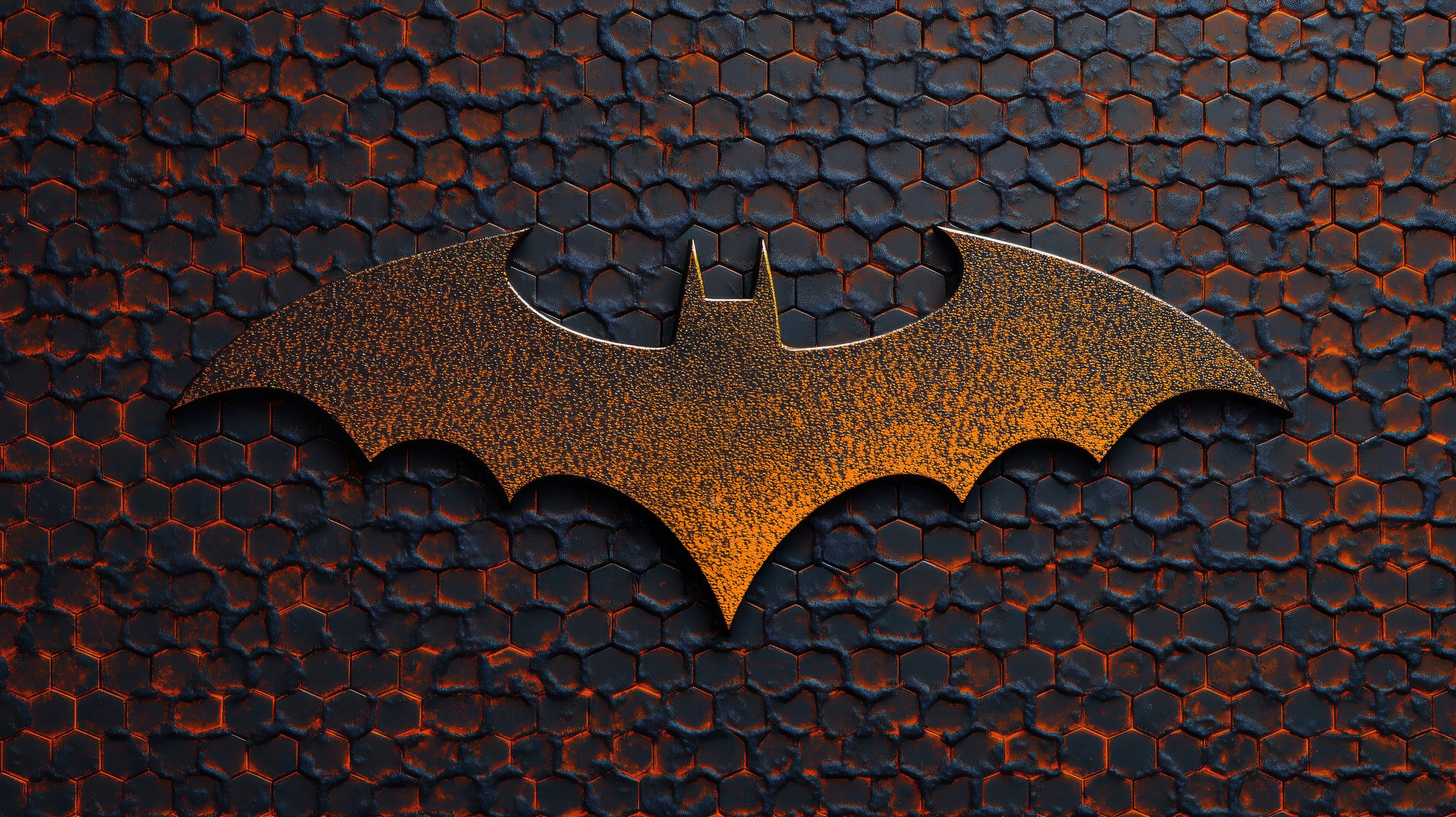 The Batman Logo on Hexagonal Texture HD Wallpaper