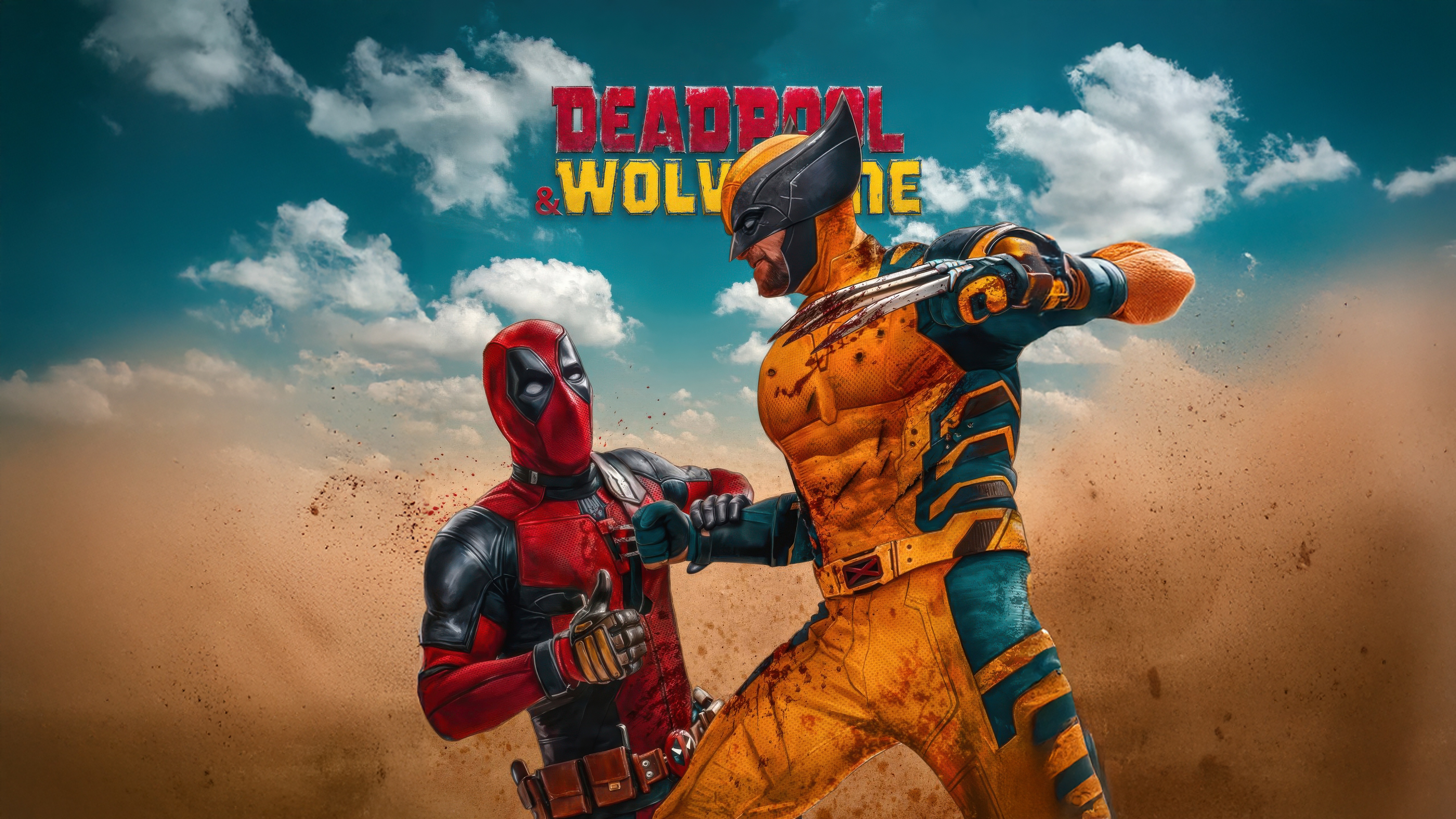 Deadpool and Wolverine in a Desert HD Wallpaper