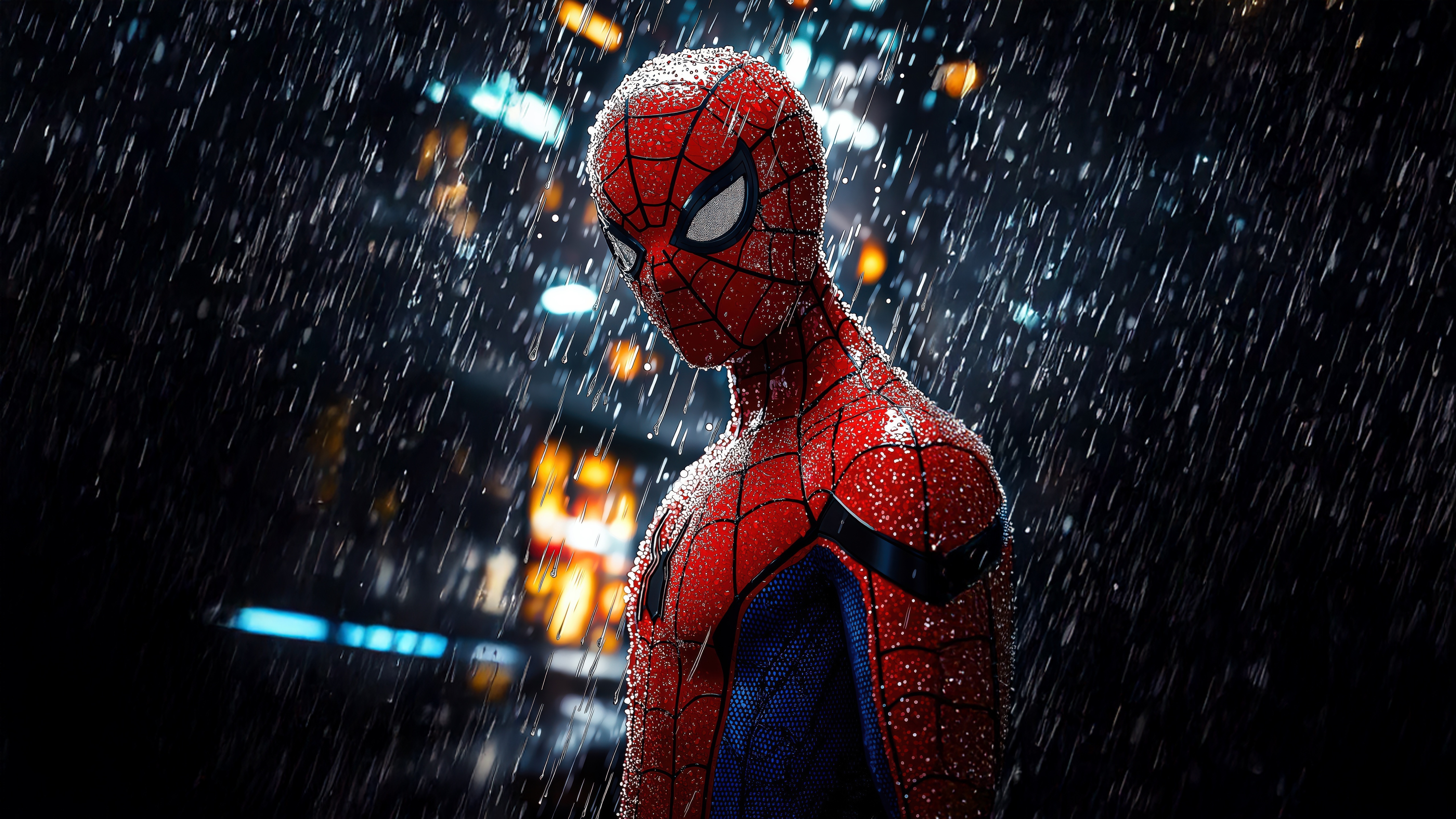 Spider-Man in the Rain HD Wallpaper