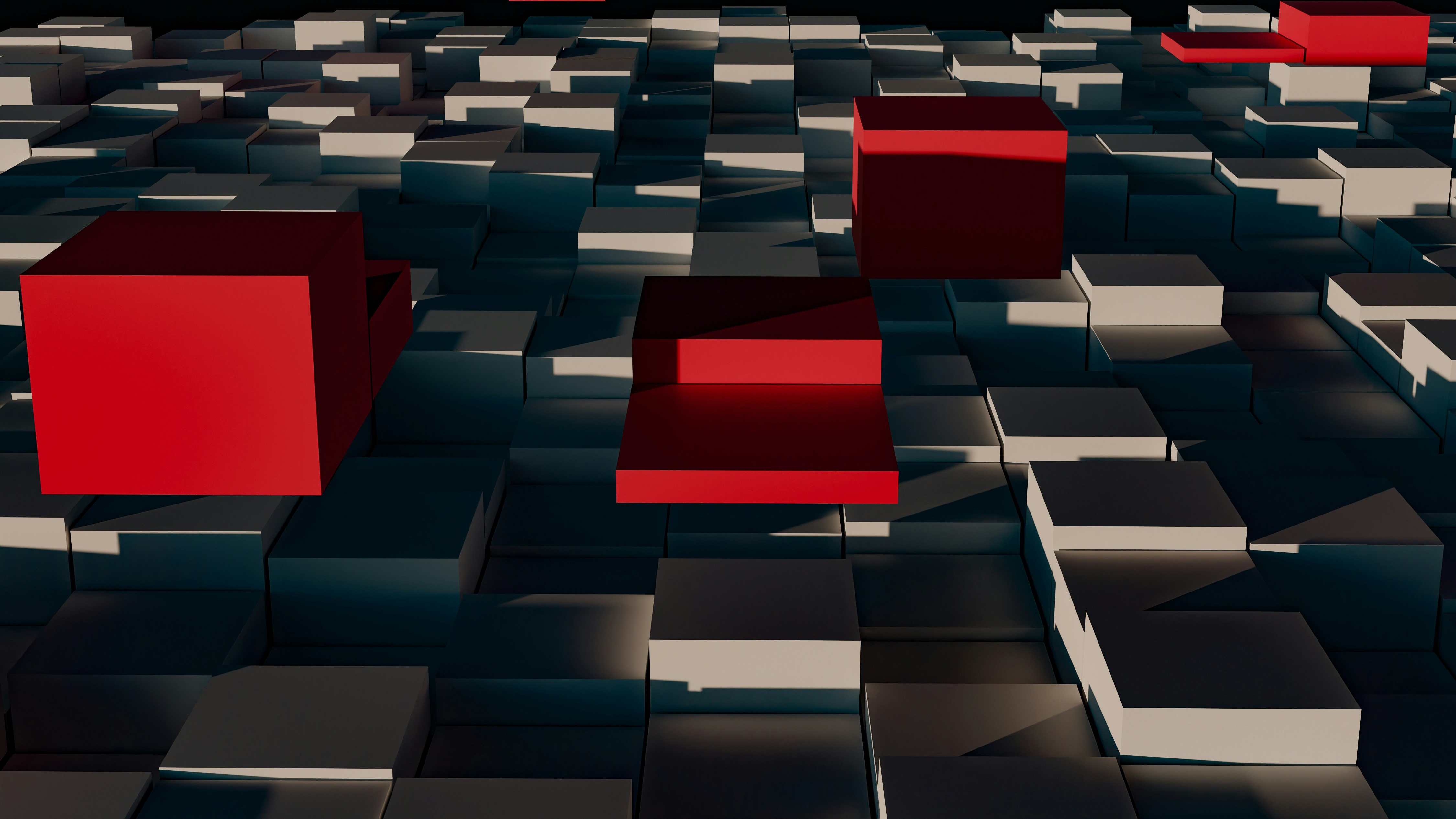 Red and gray cubes arranged in a grid pattern HD Wallpaper