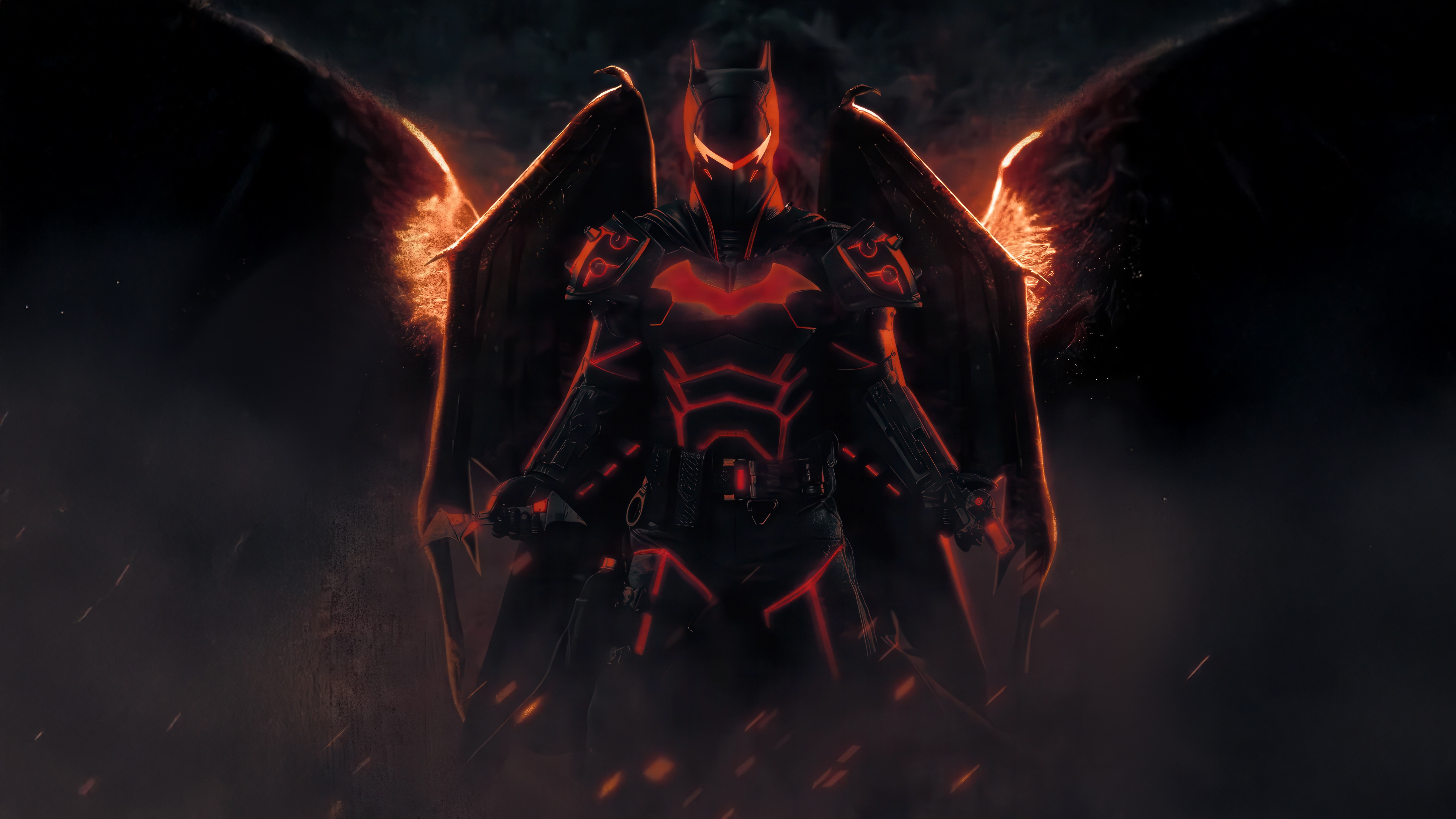 The Devil Batman with fiery wings HD Wallpaper