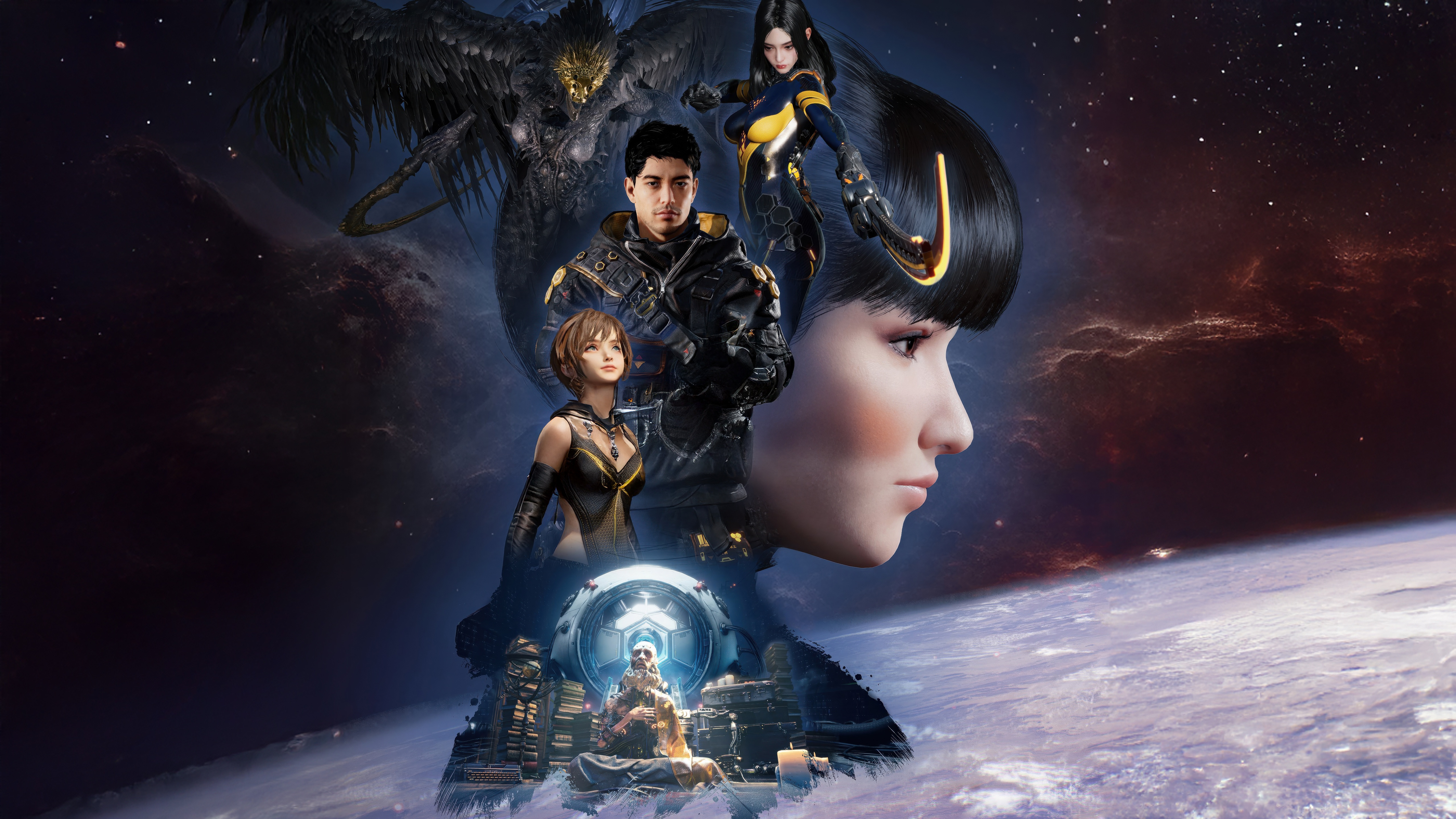Stellar Blade Game Characters in Space HD Wallpaper