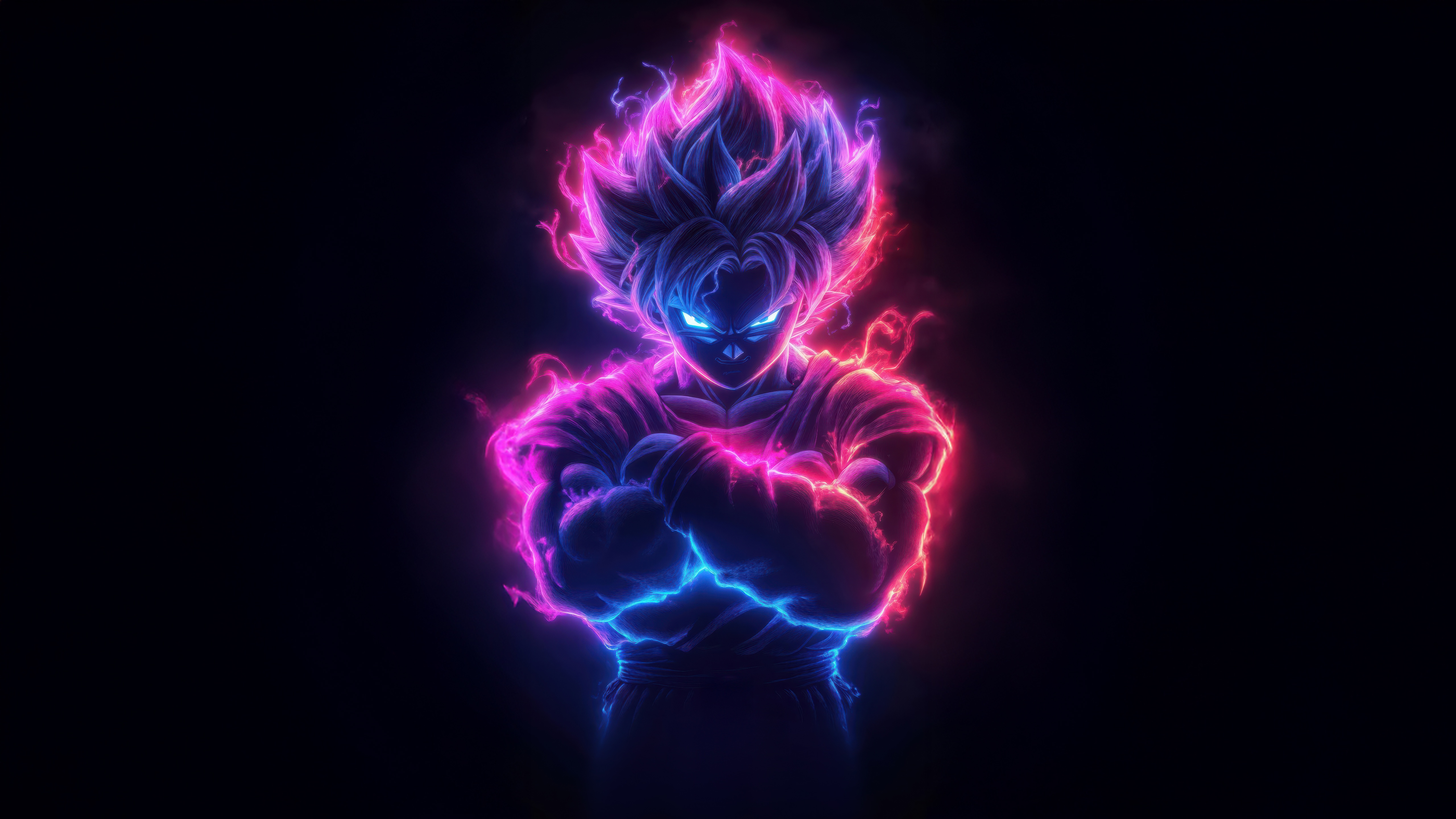 Super Saiyan Goku With Neon Aura HD Wallpaper