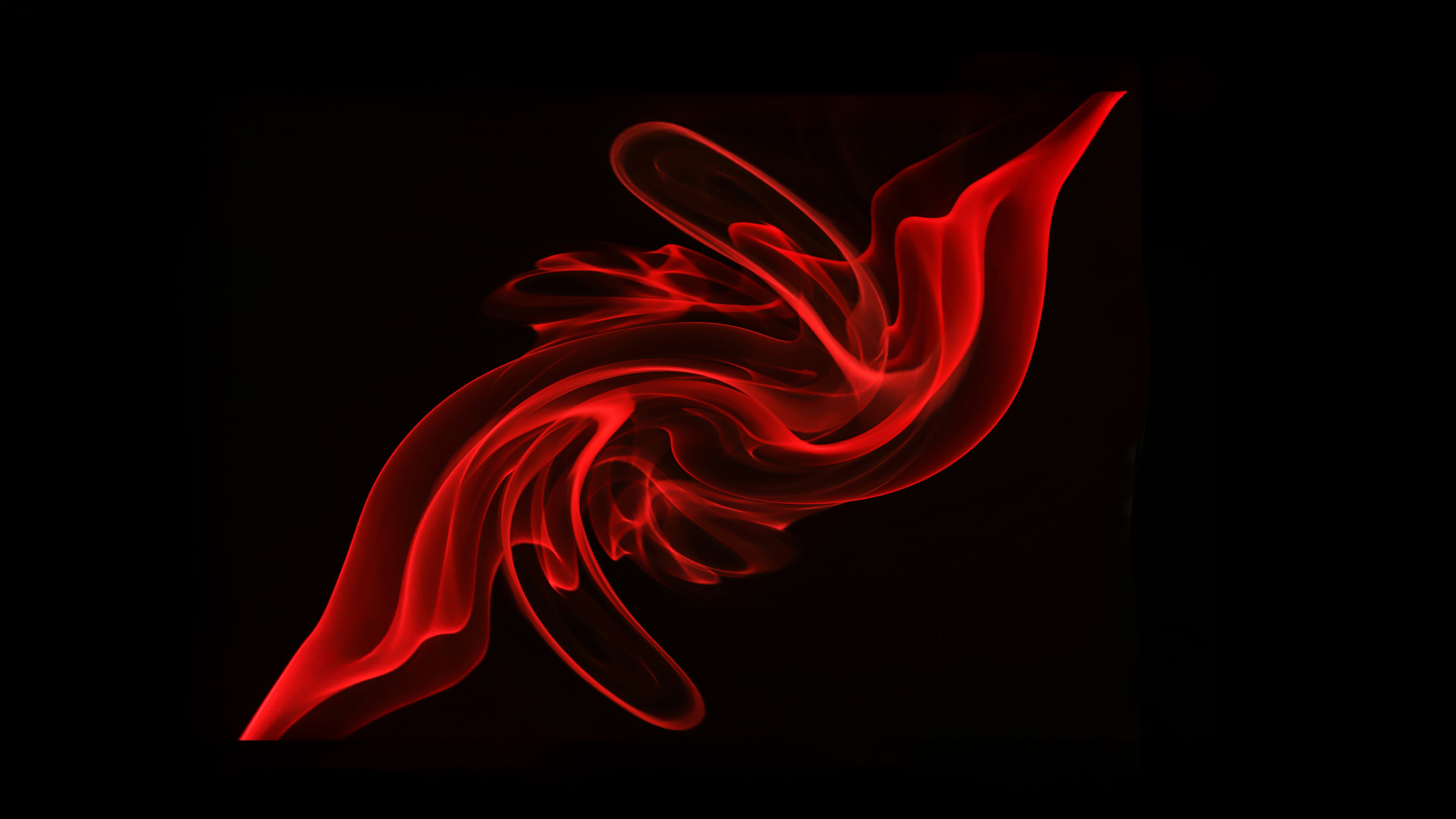 Abstract red smoke swirls on black background HD Wallpaper