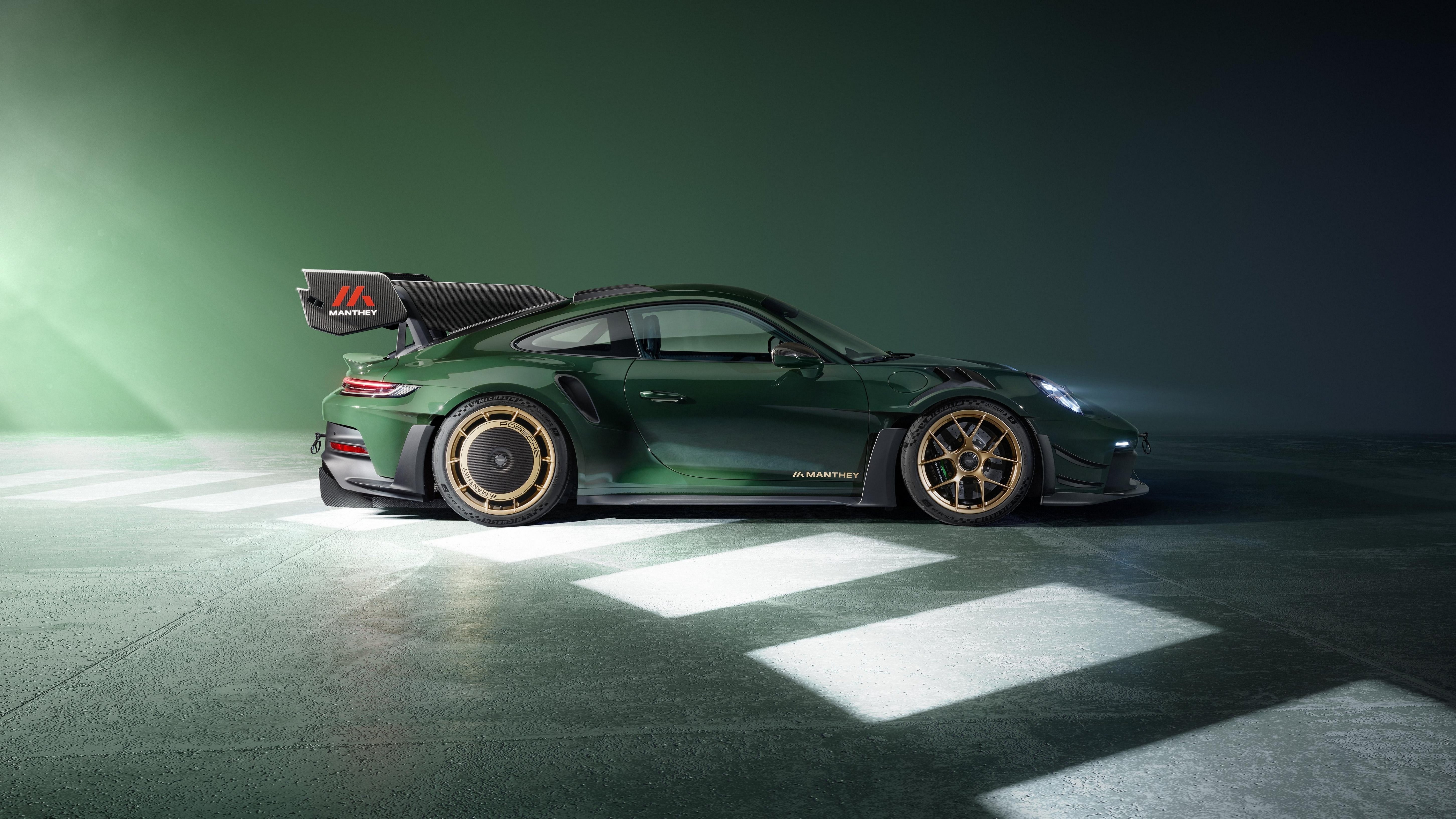 Green Porsche 911 GT3 RS with Manthey Kit HD Wallpaper