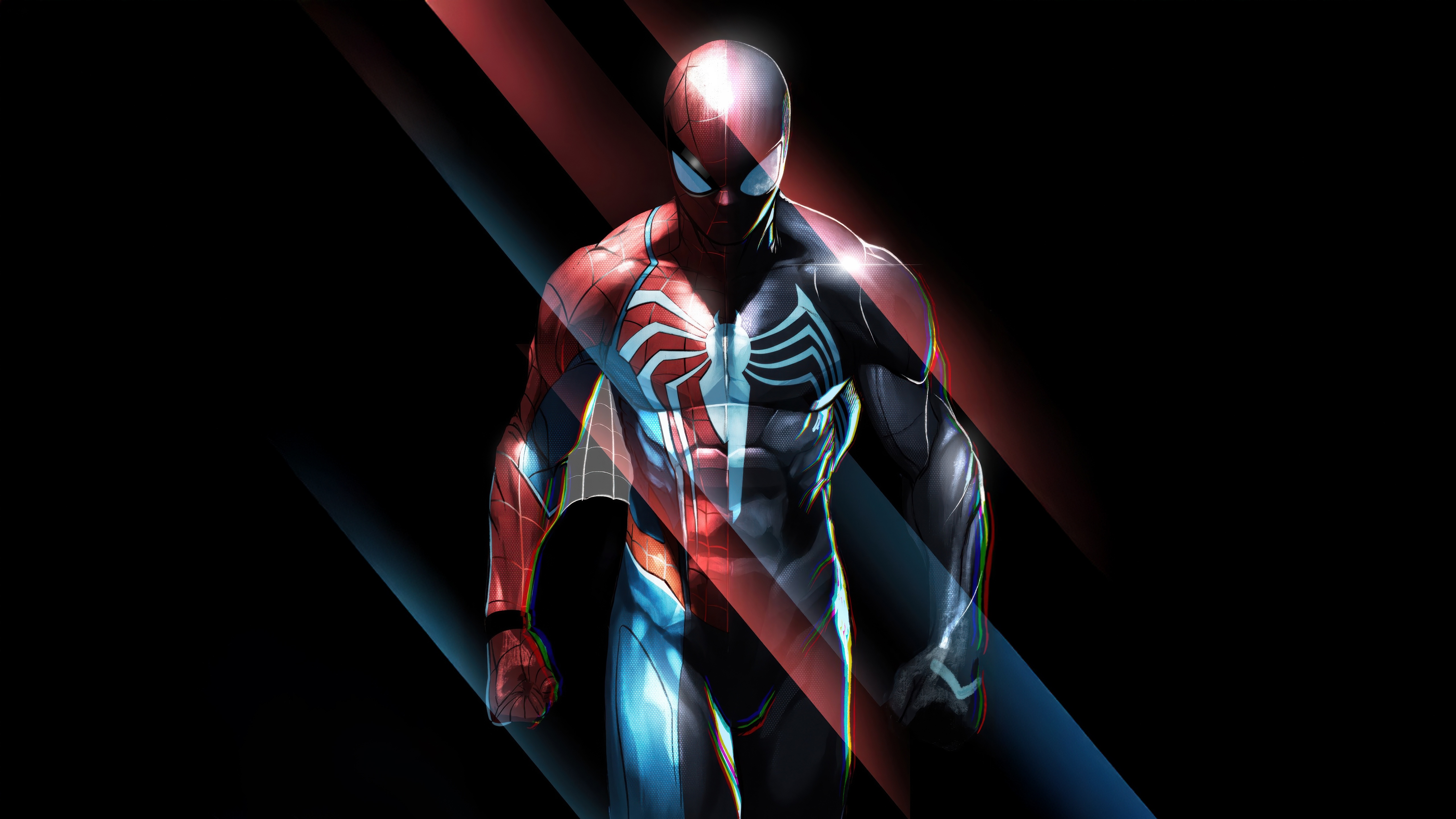 Spider-Man in a futuristic suit HD Wallpaper