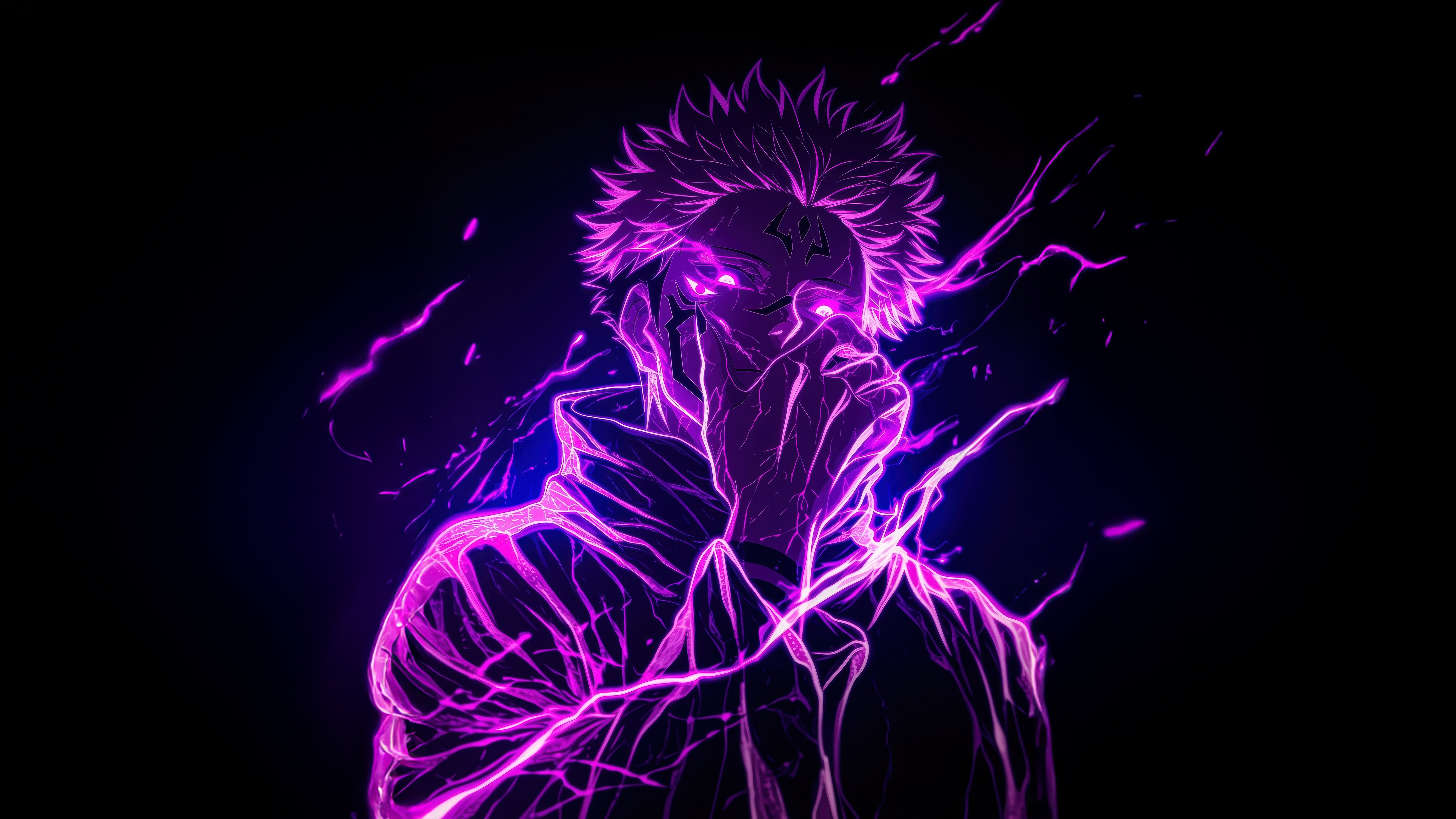 Ryomen Sukuna with glowing purple energy HD Wallpaper