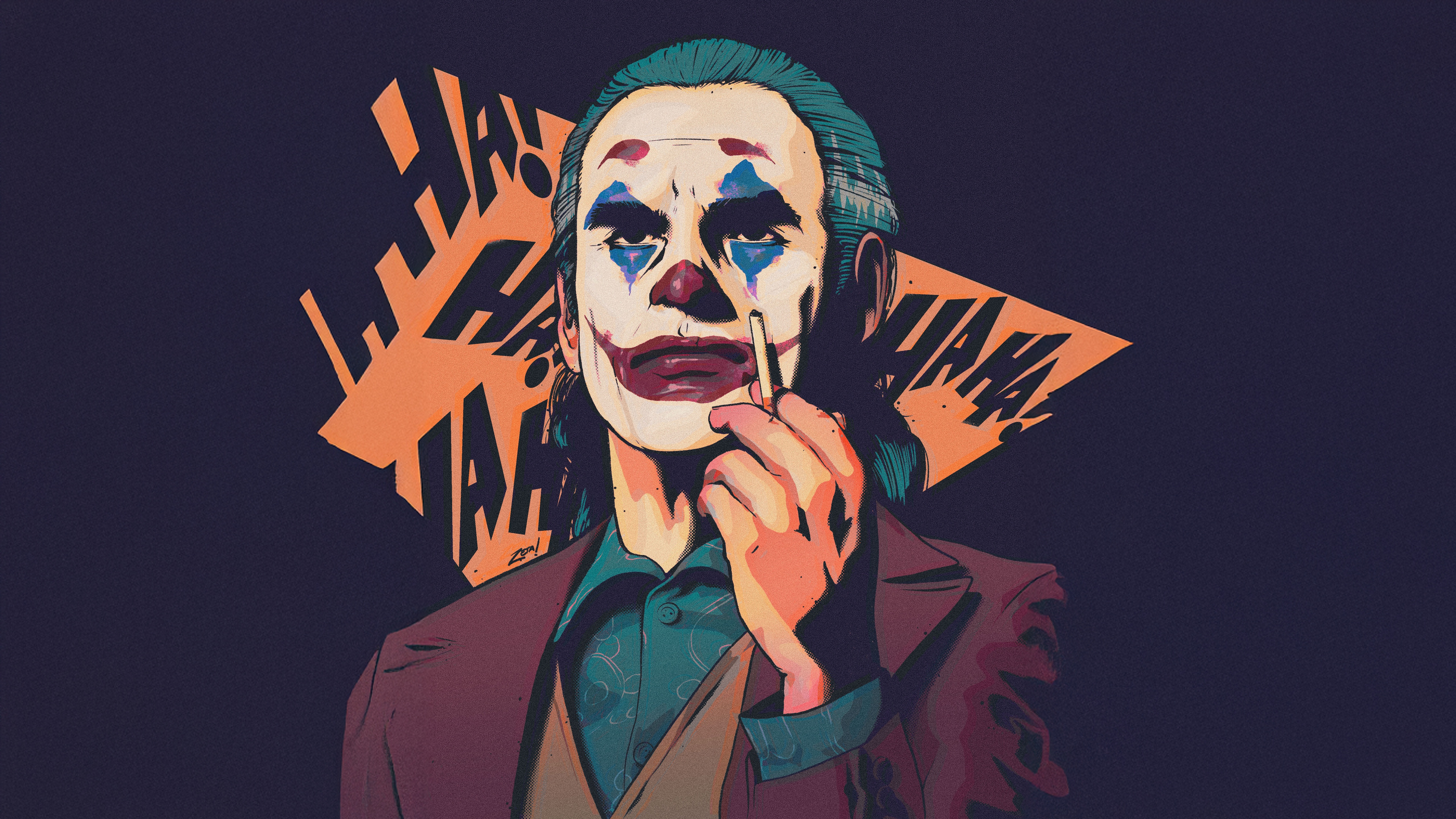 Joker with "HA HA" text HD Wallpaper