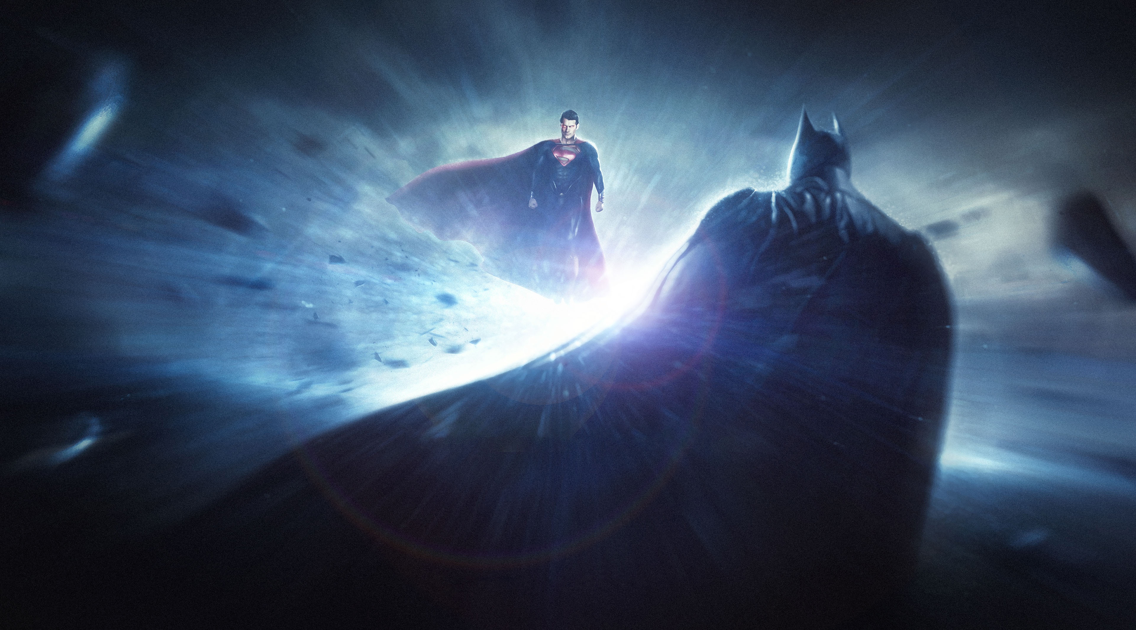 Batman vs Superman in a tunnel of light HD Wallpaper