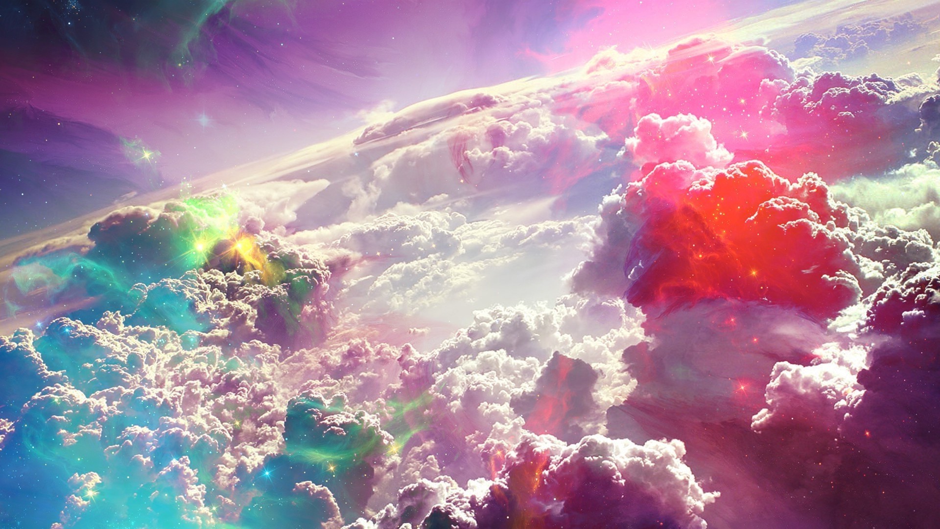 Fantasy art of colorful clouds and nebulae HD Wallpaper