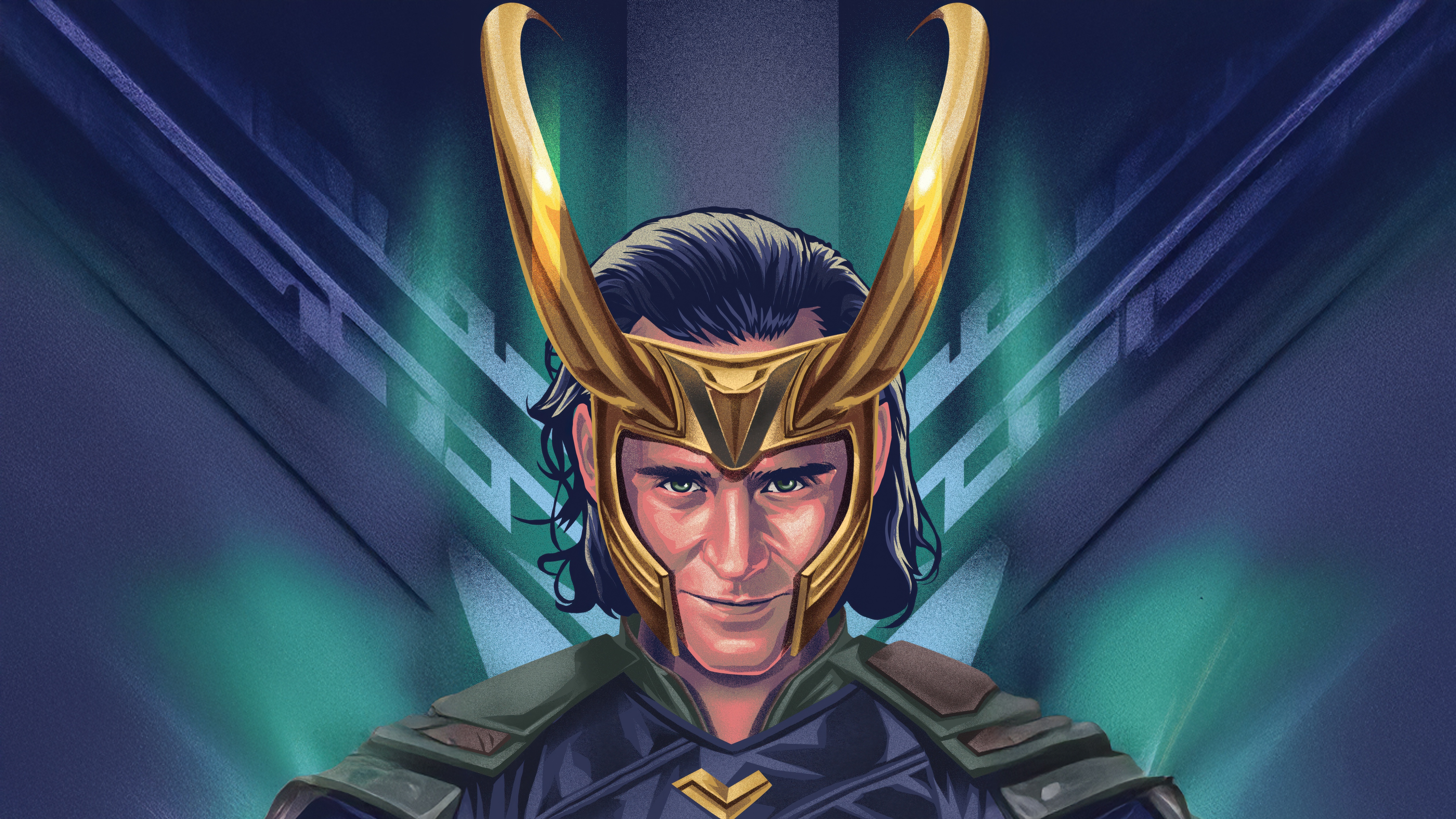 Loki with Golden Horns and Armor HD Wallpaper