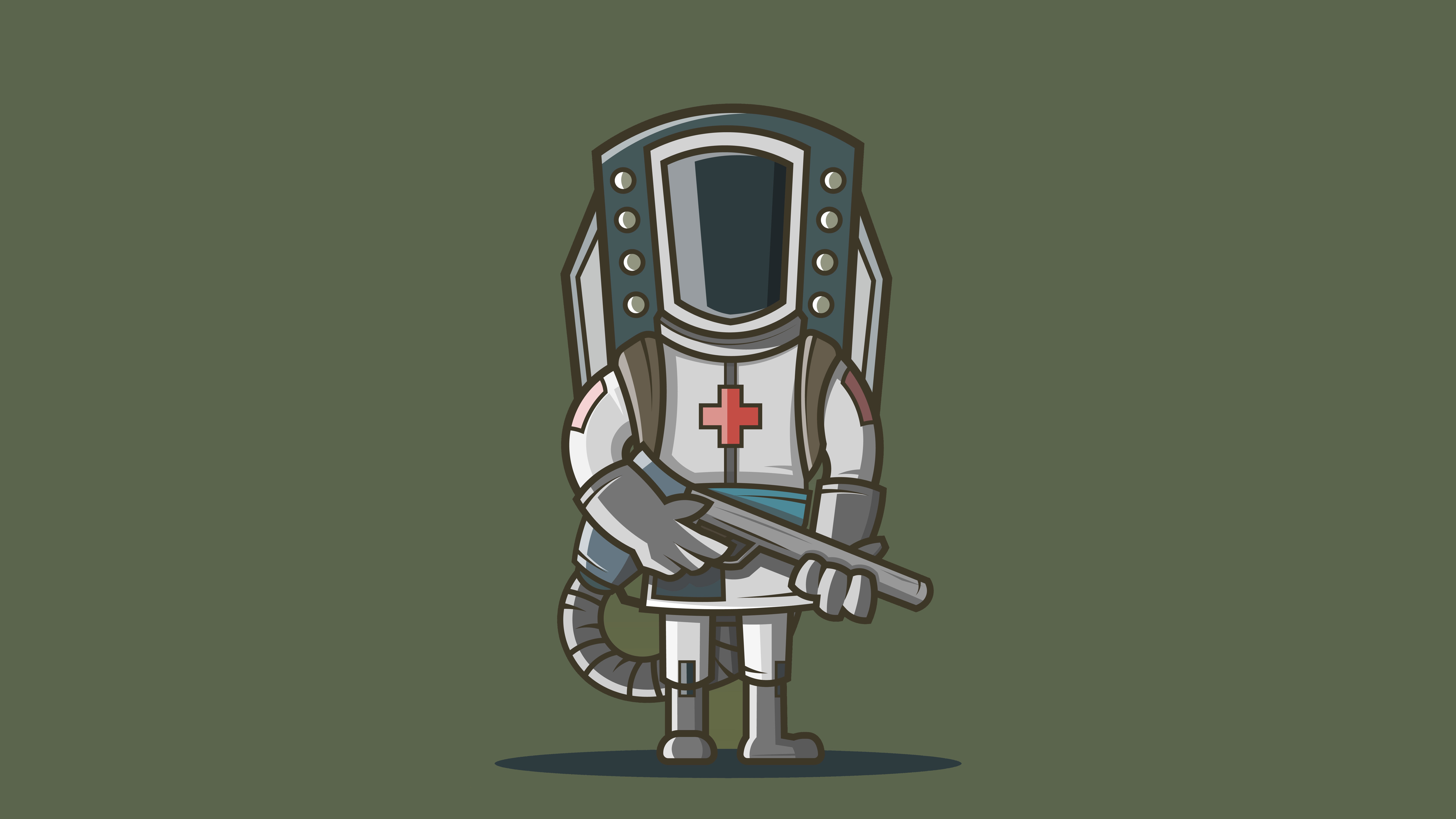 Frontline Defender in Hazmat Suit Holding a Weapon HD Wallpaper